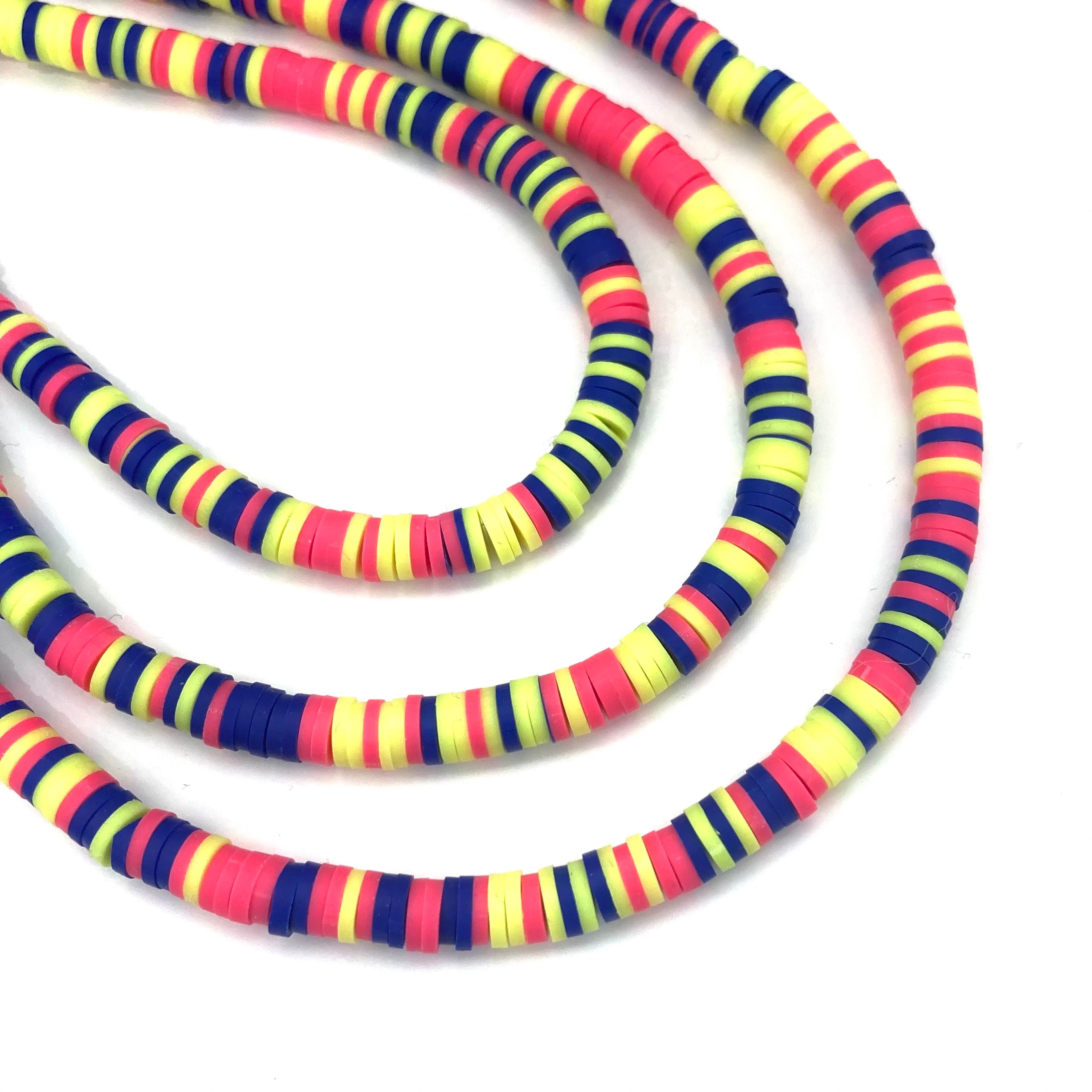 Fimo | Círculos Planos | Azul, Fucsia y Amarillo