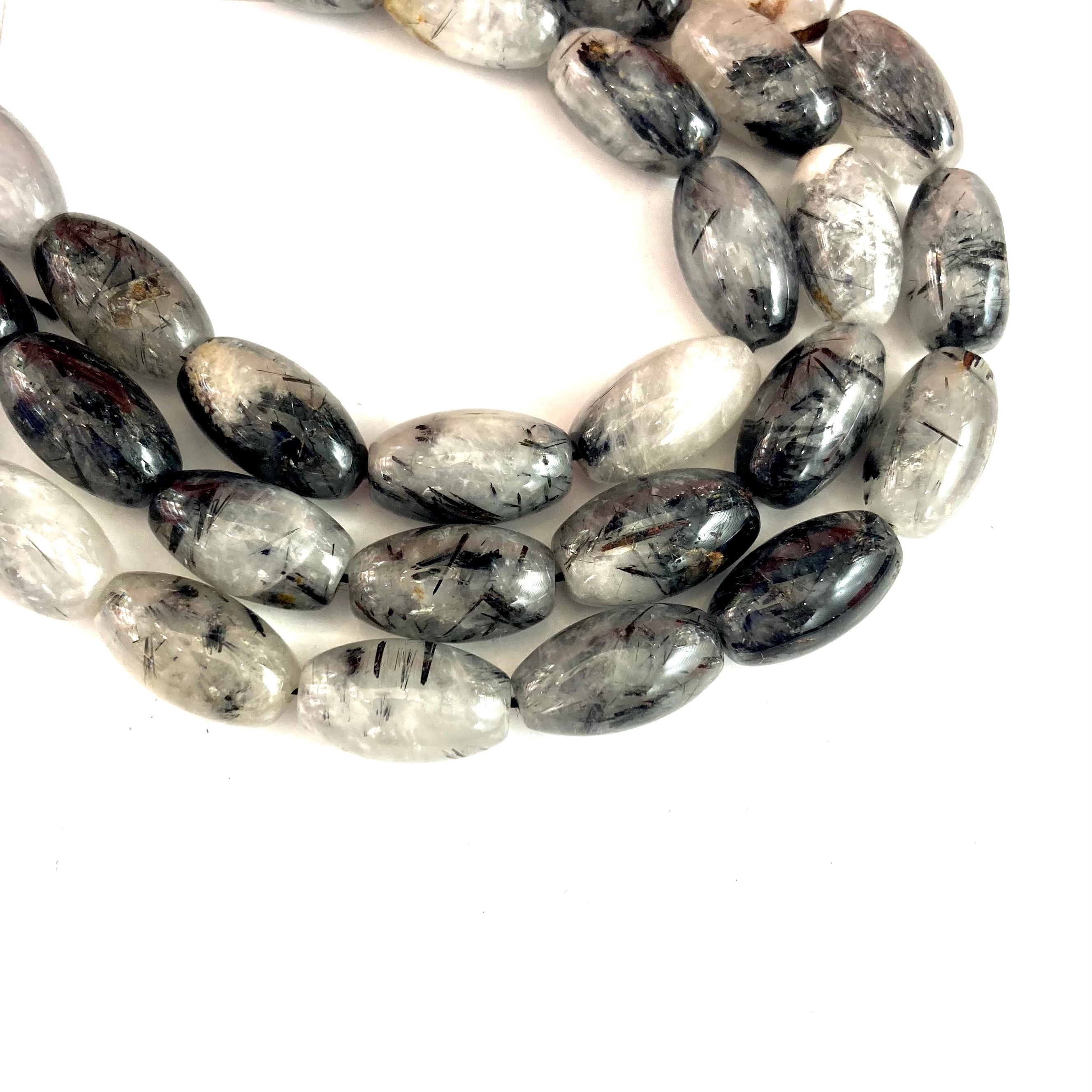 PIEDRA DE DISEÑO | CUARZO TURMALINADO | OVALO GRUESO | 20X12MM