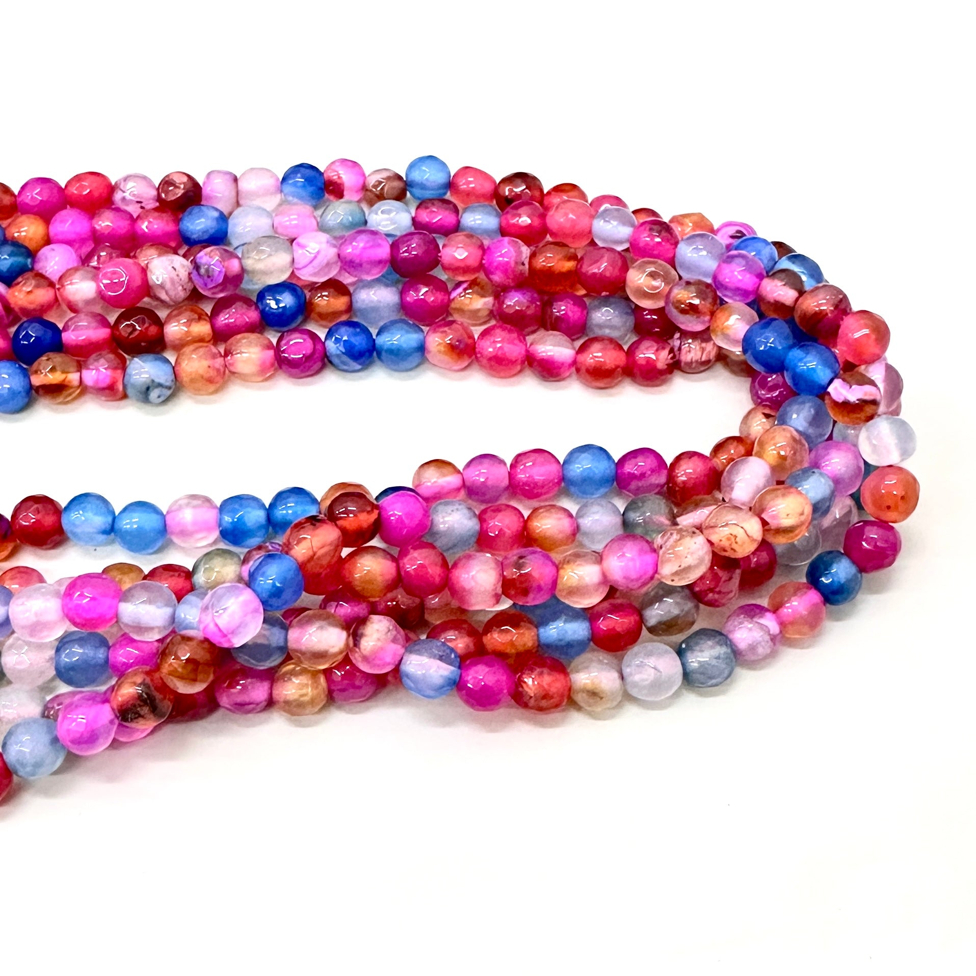 AGATA FACETADA | 6MM | MIX AZUL FUCSIA NARANJA