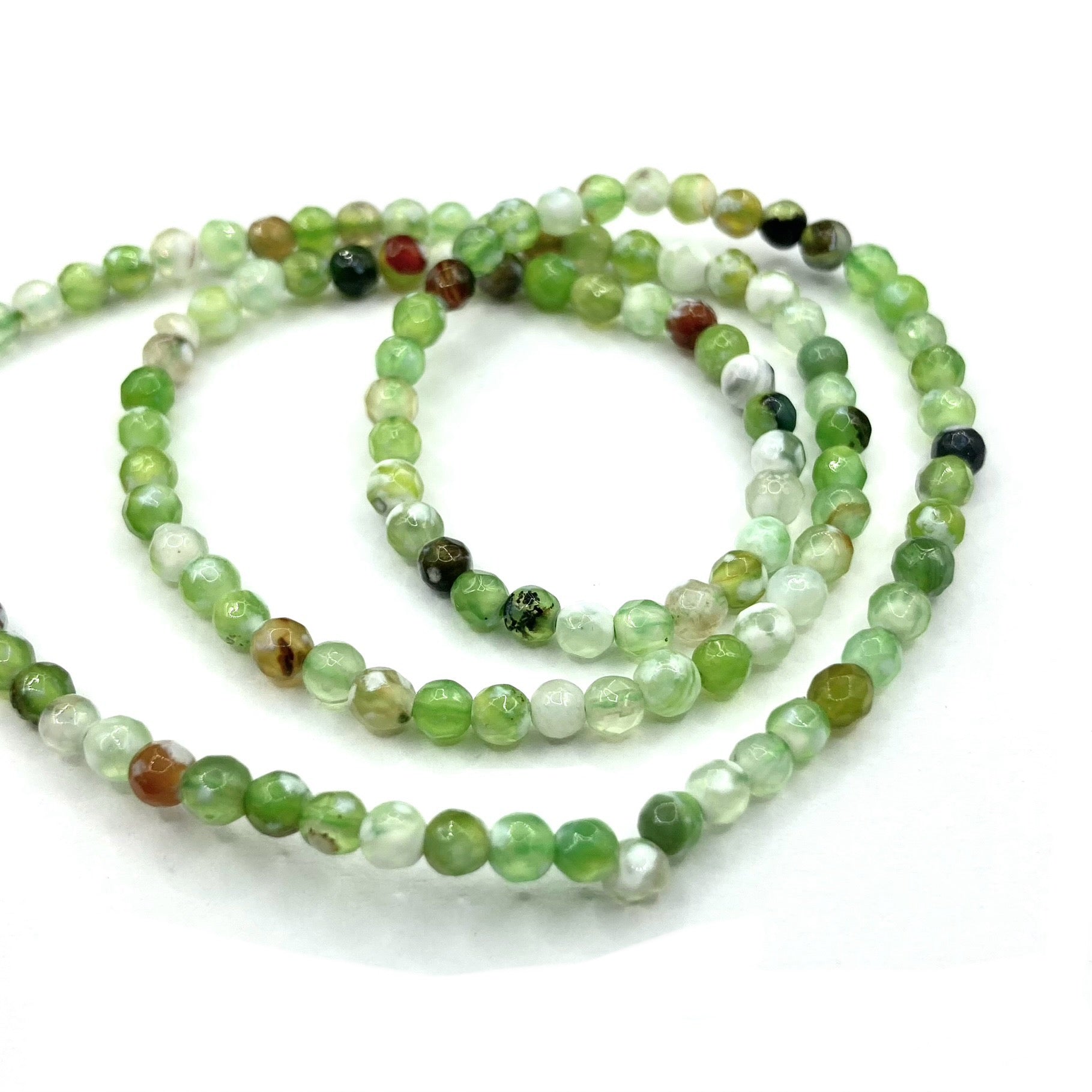 Agata Facetada | Verde Manzana con Blanco, Jaspeado