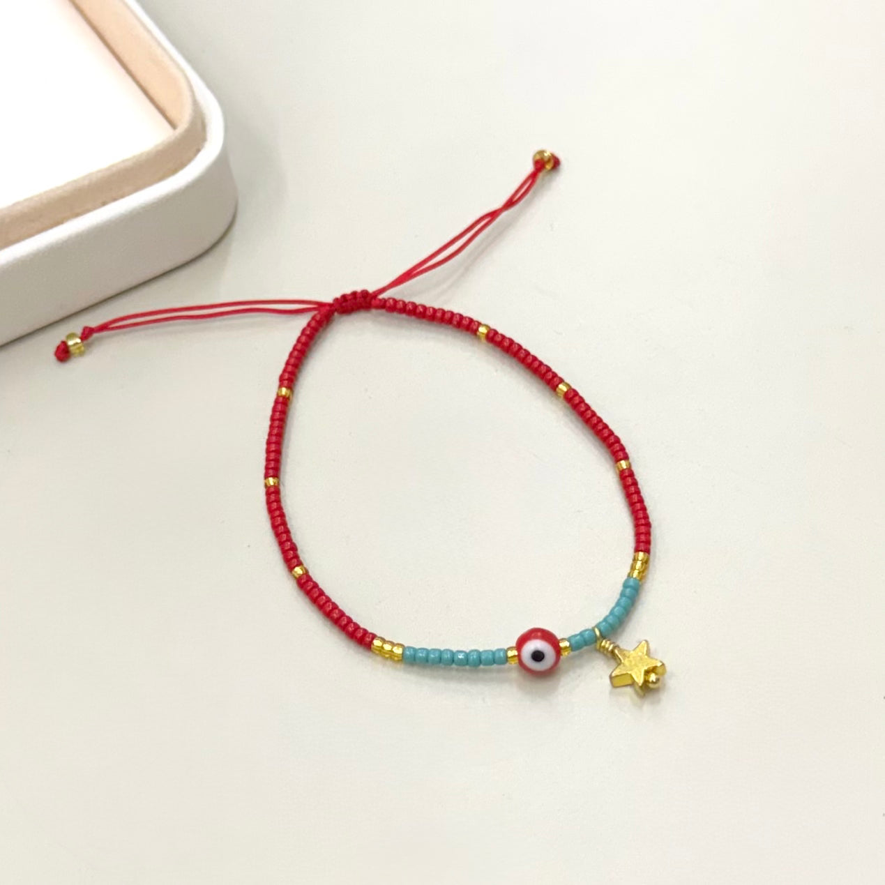 PULSERA ROJA Y TURQUESA | OJITO TURCO | LUNAM
