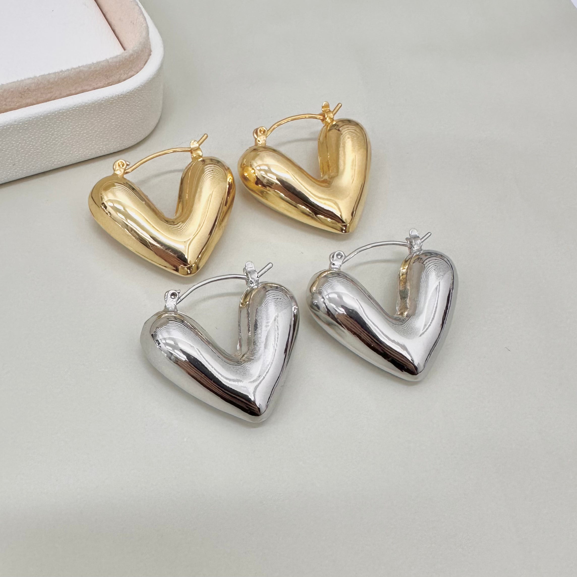 AROS BAÑO DE ORO | CORAZON | 30MM X 30MM