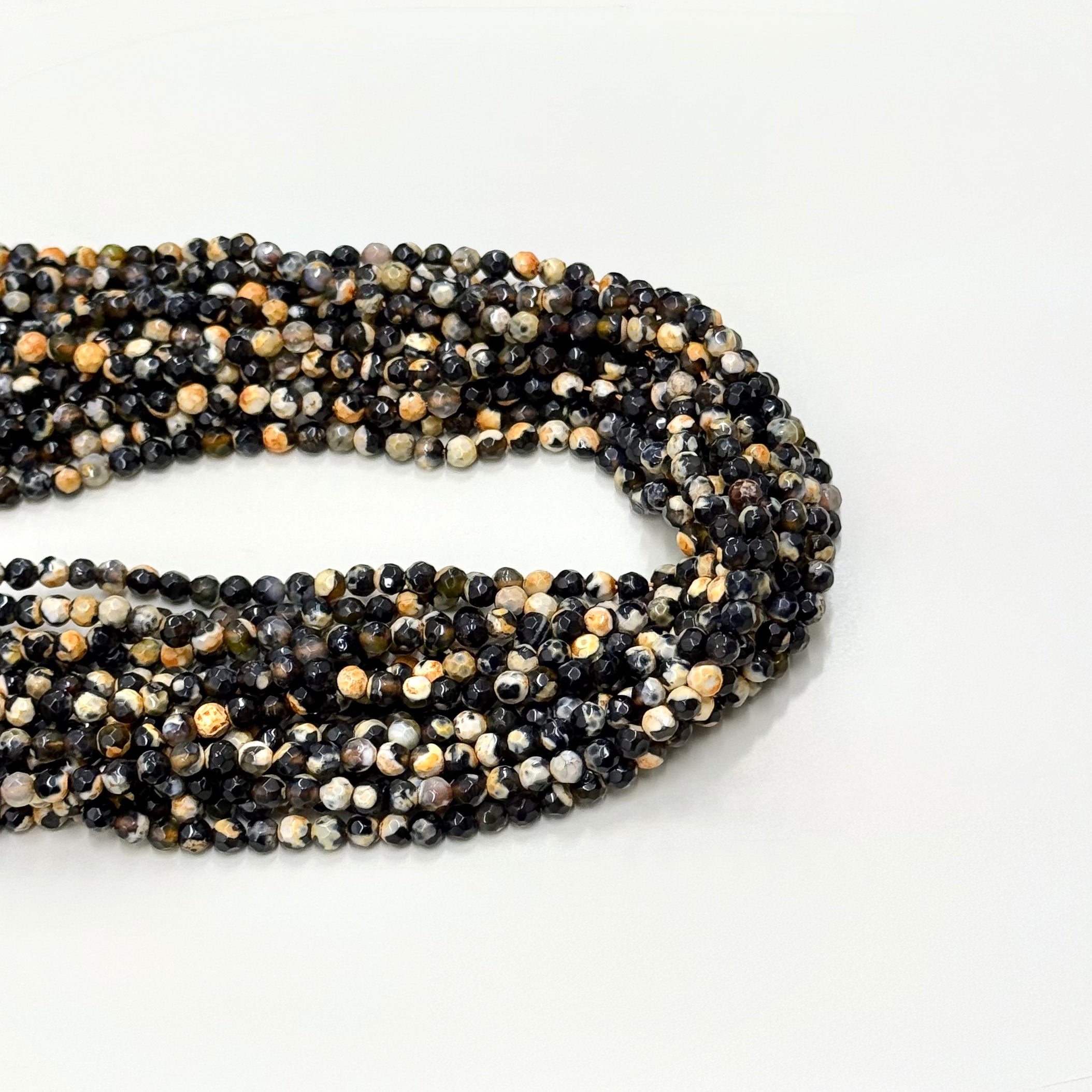 AGATA FACETADA | 4MM | NEGRO NARANJA JASPEADO