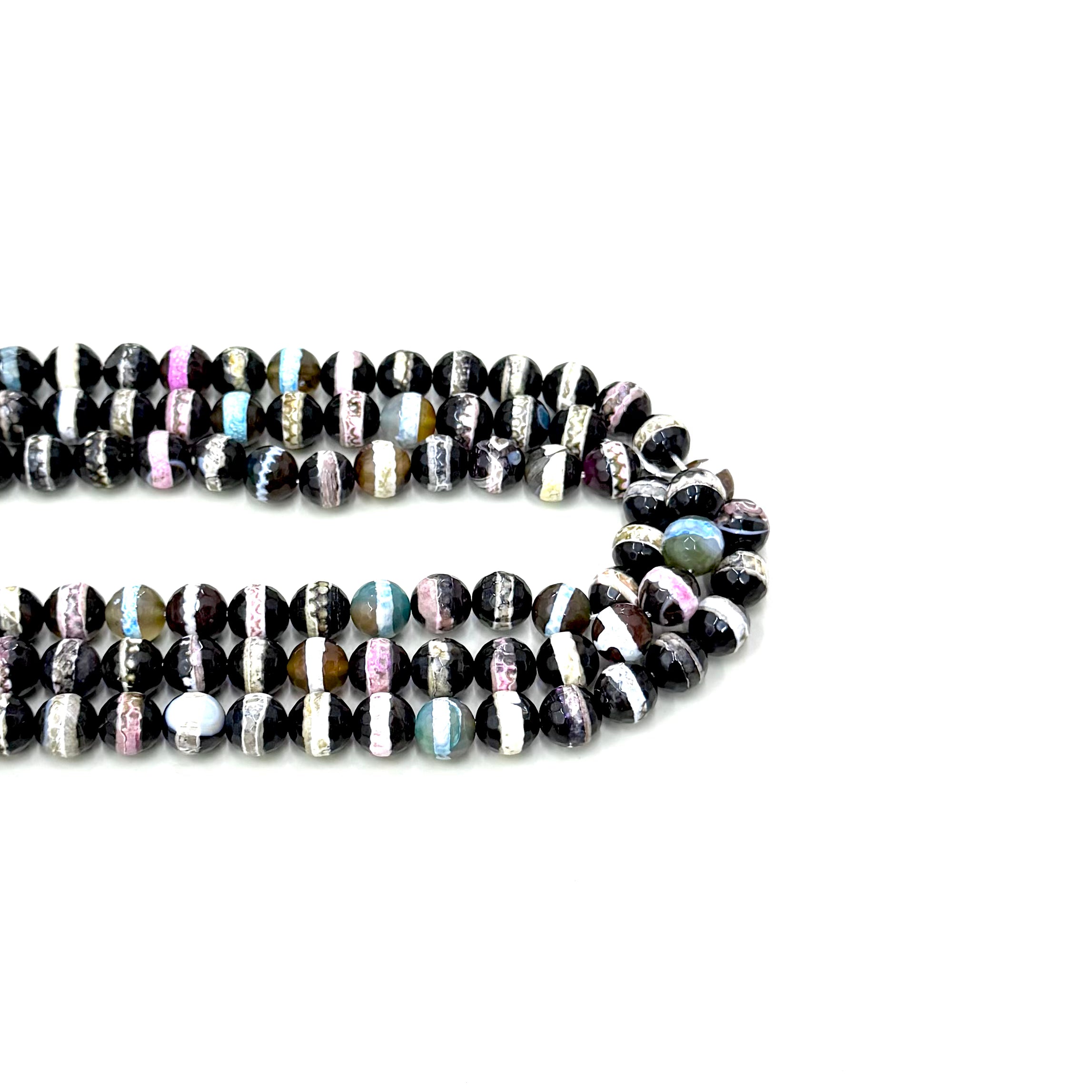 AGATA FACETADA | 12MM | LINEAS MULTICOLOR