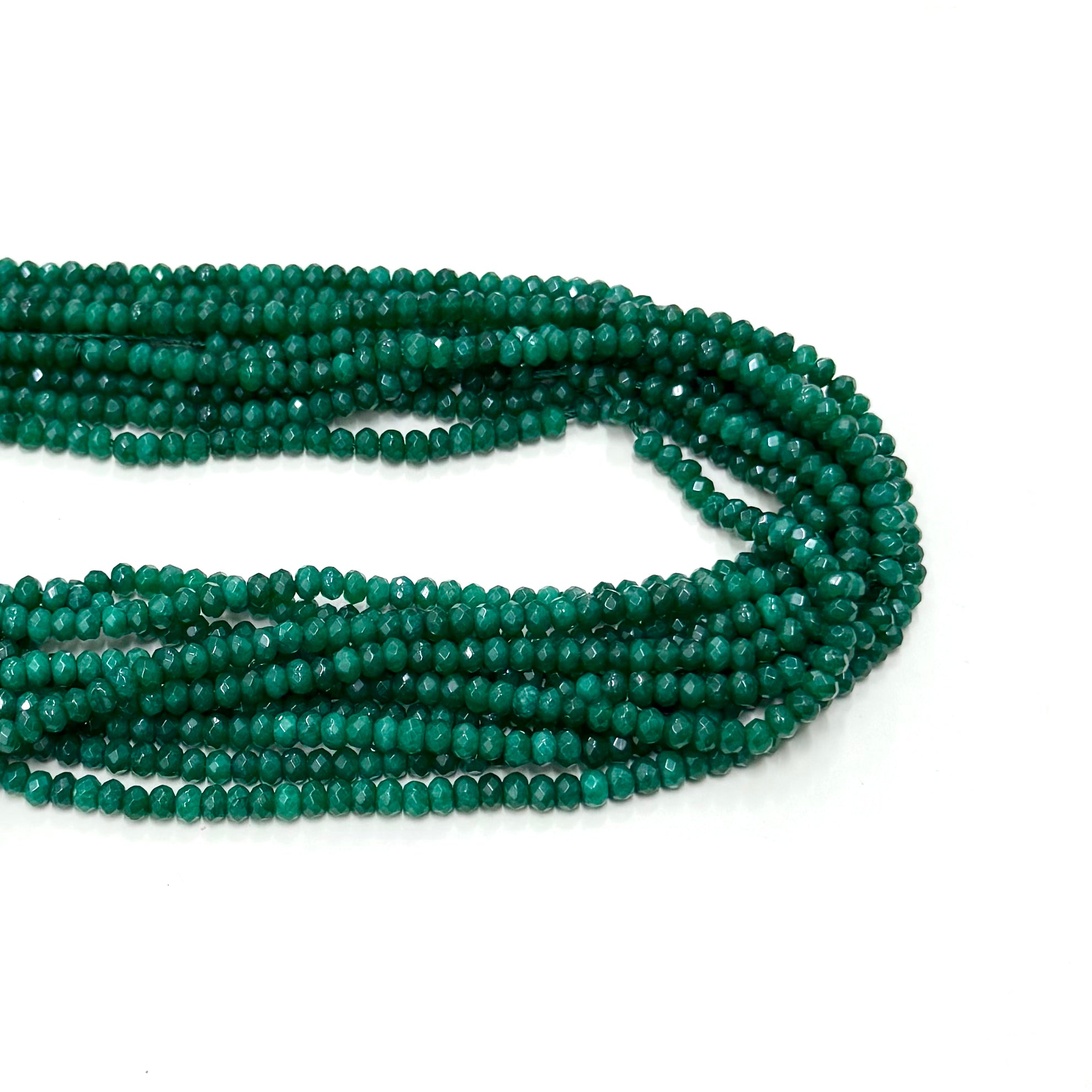 AGATA FACETADA RONDELL 4MM | VERDE PINO MATIZADO