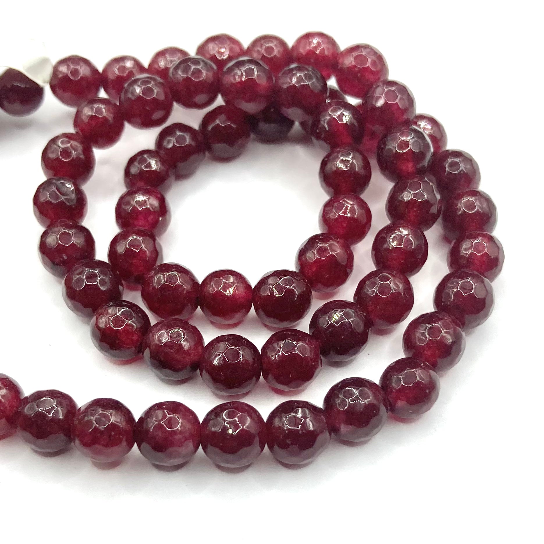 Agata Facetada | 6mm | Burdeo solido oscuro