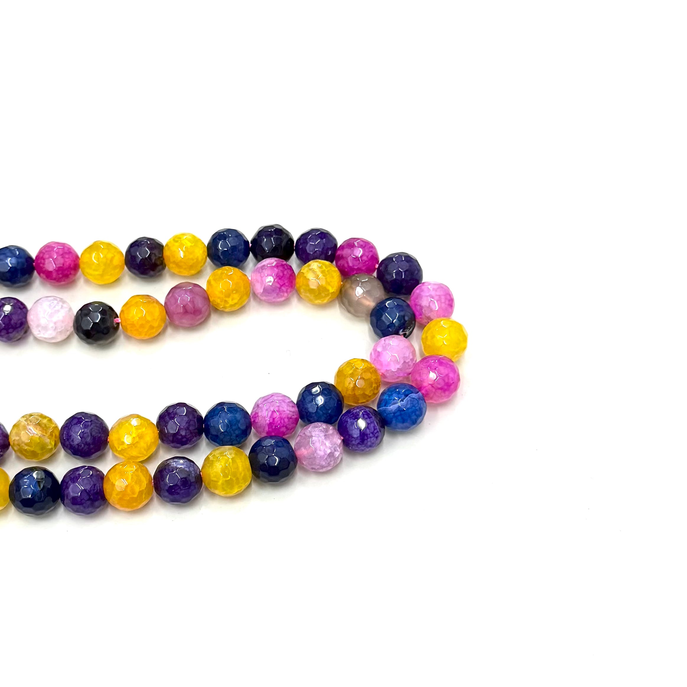 Agata Facetada | 12mm | Mix amarillo fucsia azul y morado