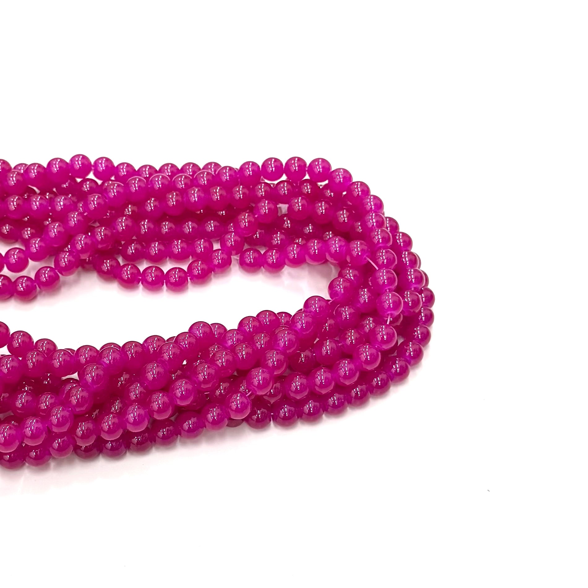 PERLA DE VIDRIO | 8MM | SANDÍA MAGENTA TRASLÚCIDO