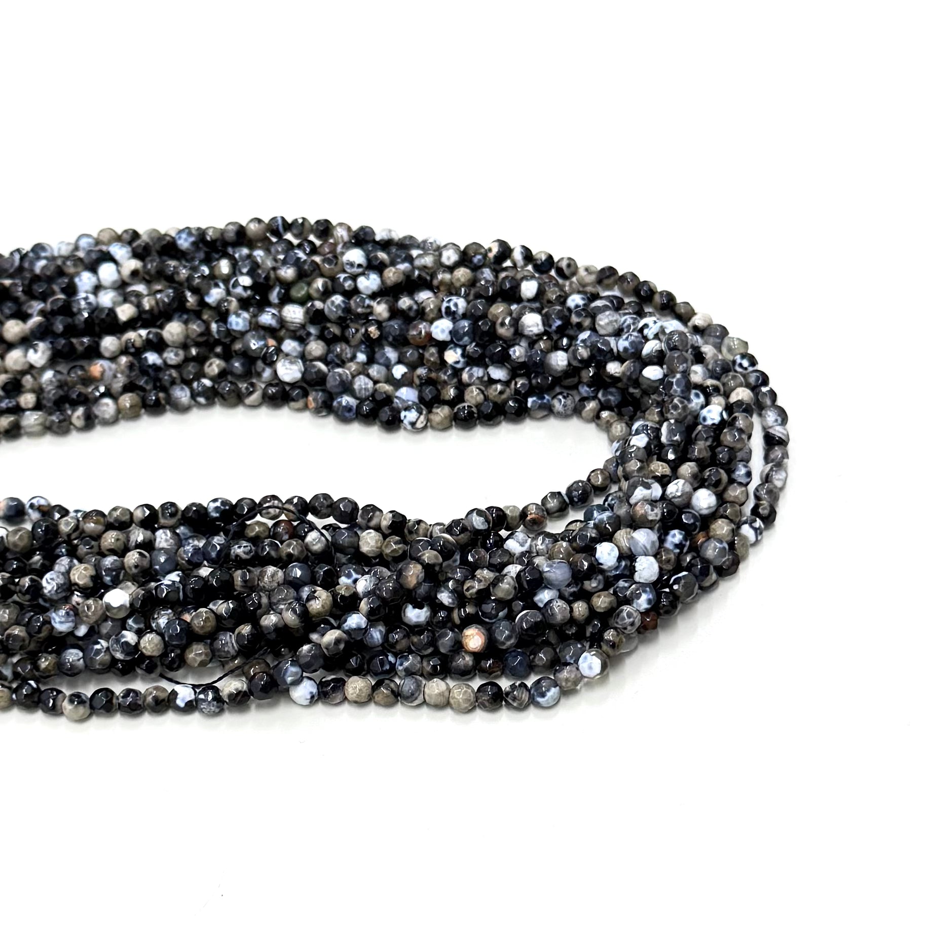 Agata Facetada | 4mm | Negro cafe matizado