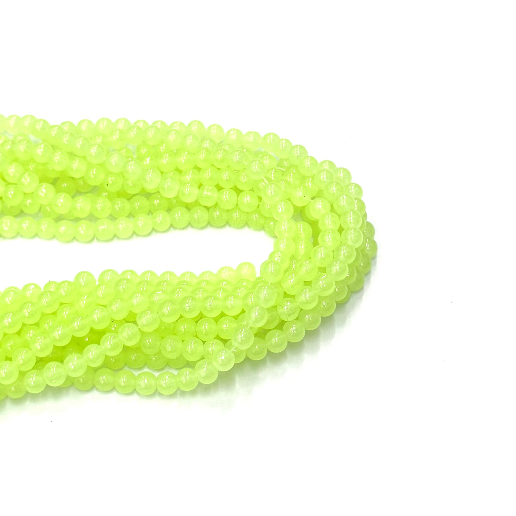 PERLA DE VIDRIO | 6MM | VERDE FLÚOR TRASLÚCIDO
