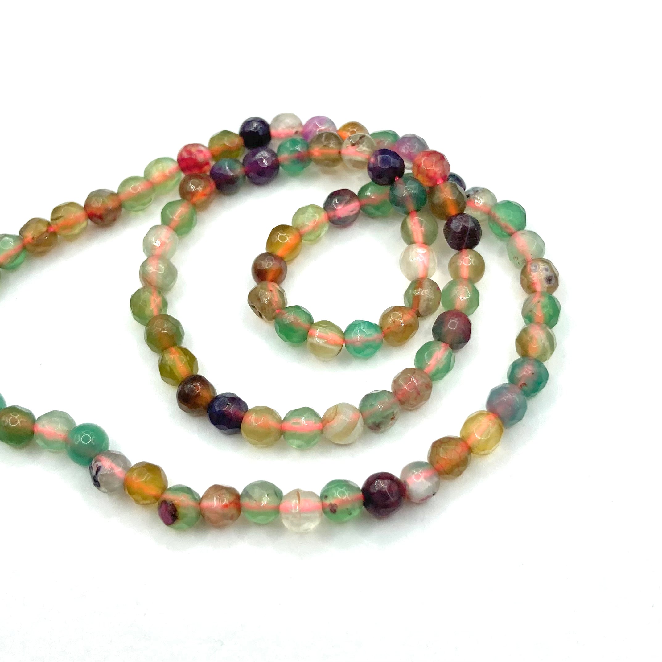 Agata Facetada | 4mm | Morado Verde Cafe matizado