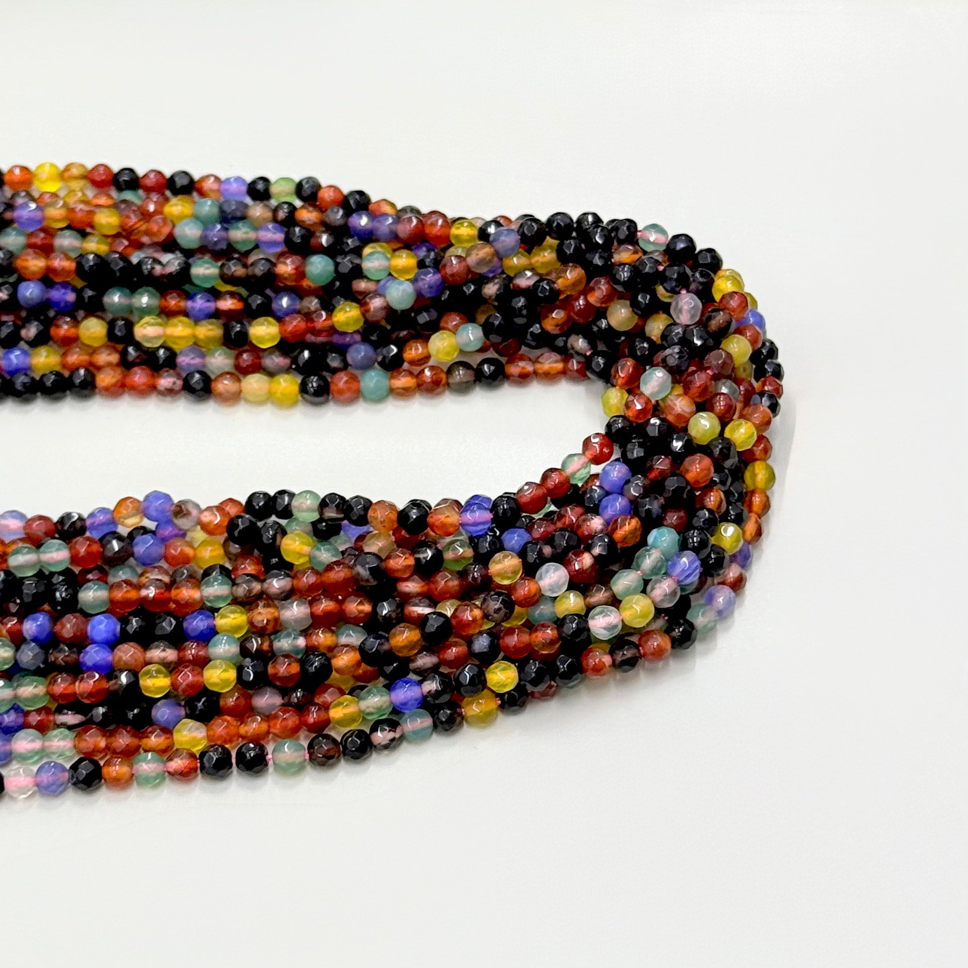 Agata Facetada | 4mm | Naranja-Negro