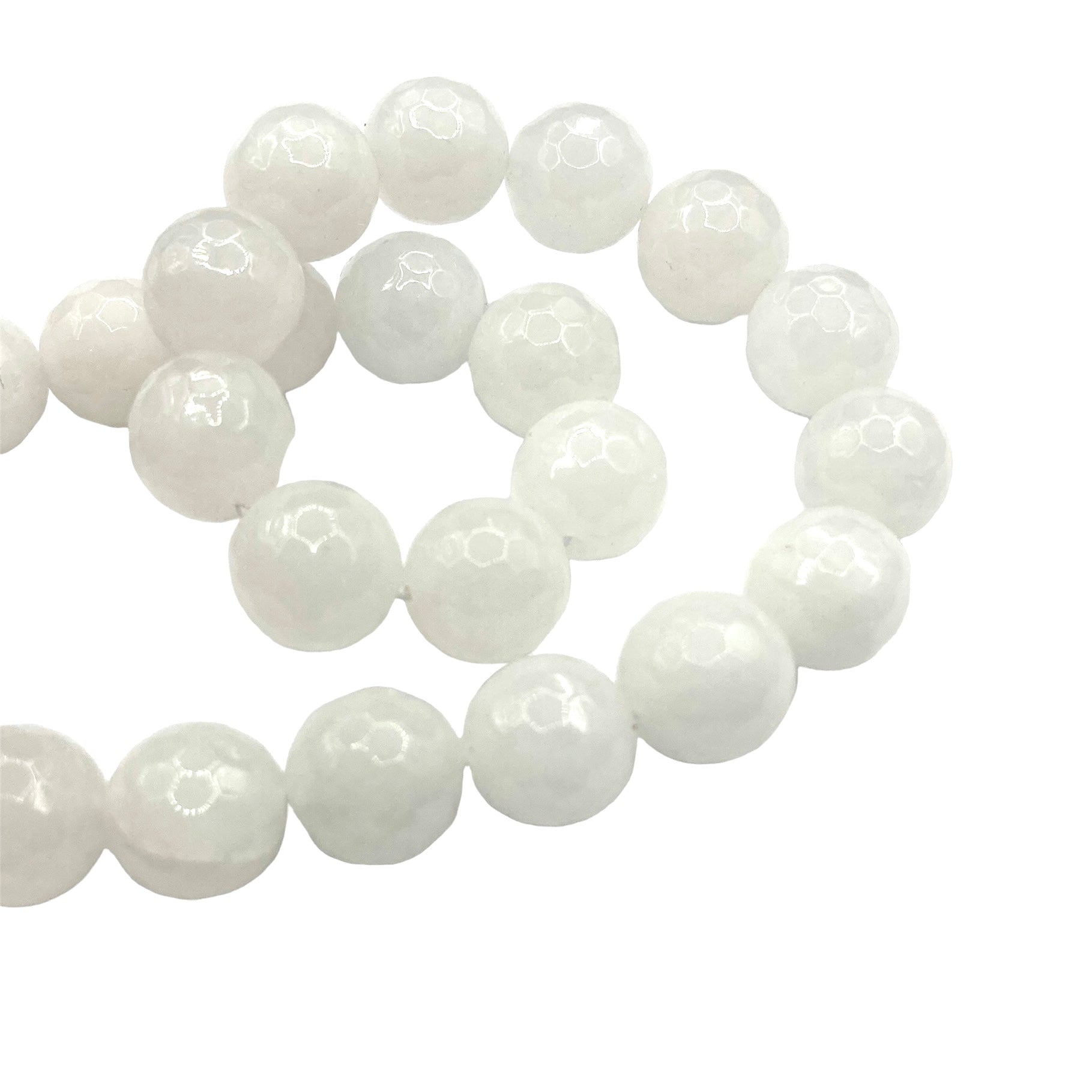 Agata Facetada | 10mm | Blanco Traslucido