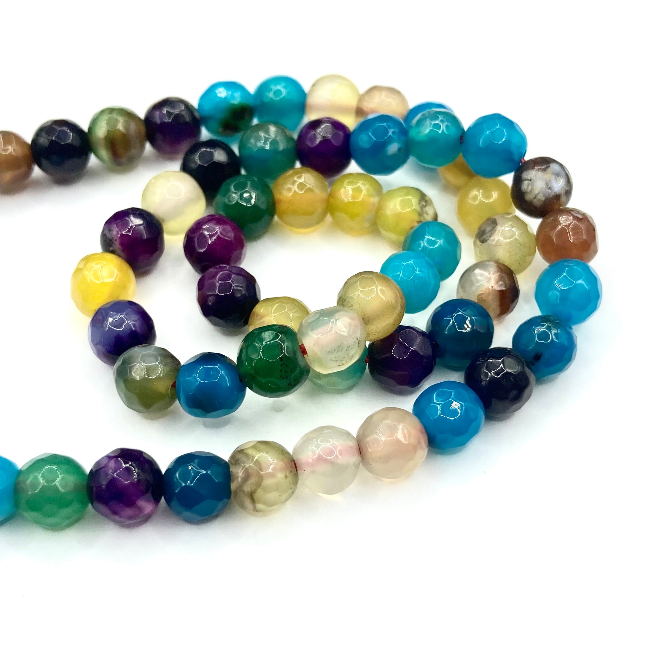 Agata Facetada | 6mm | Celeste morado y Amarillo