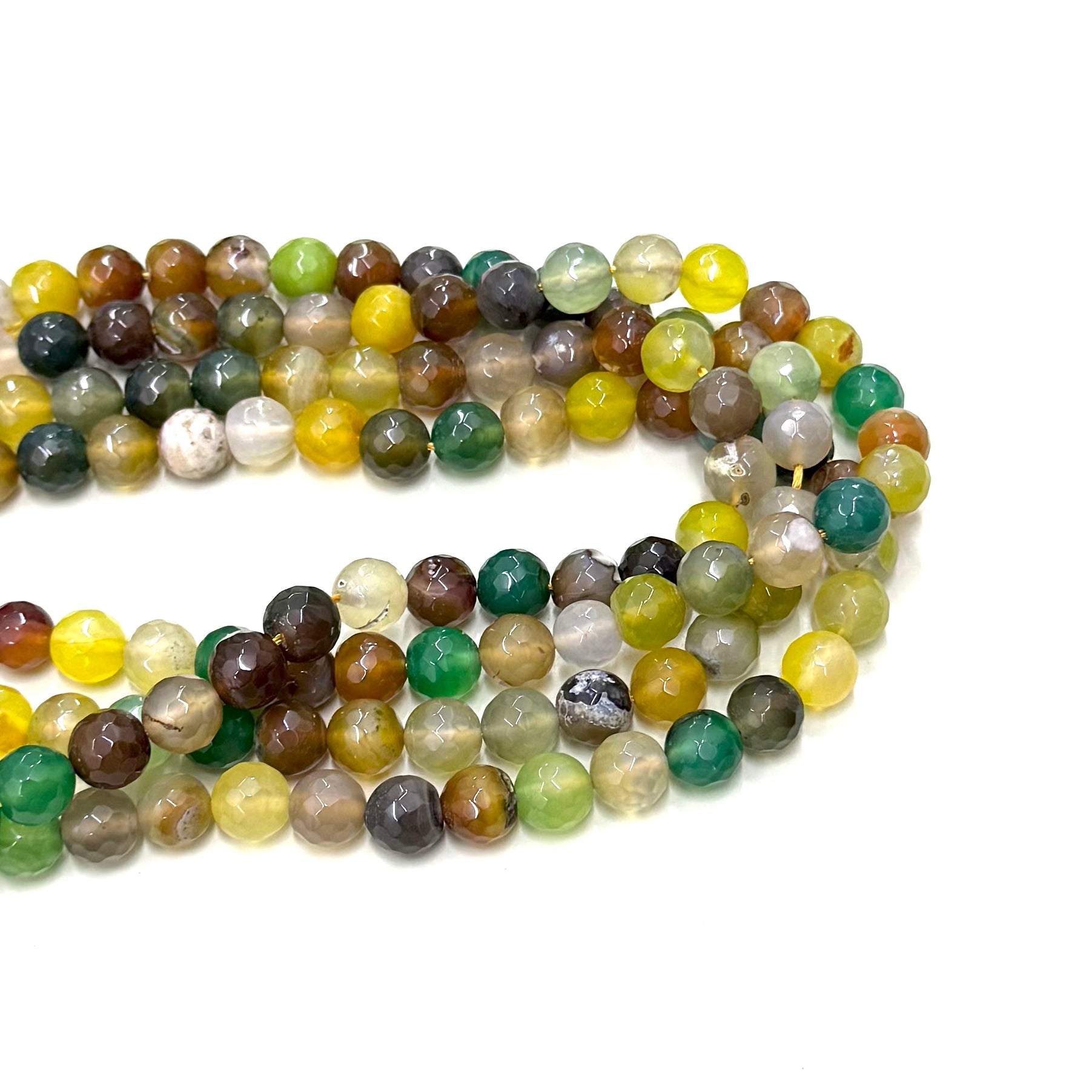 Agata Facetada | 10mm | Amarillo Verde Cafe Matizado