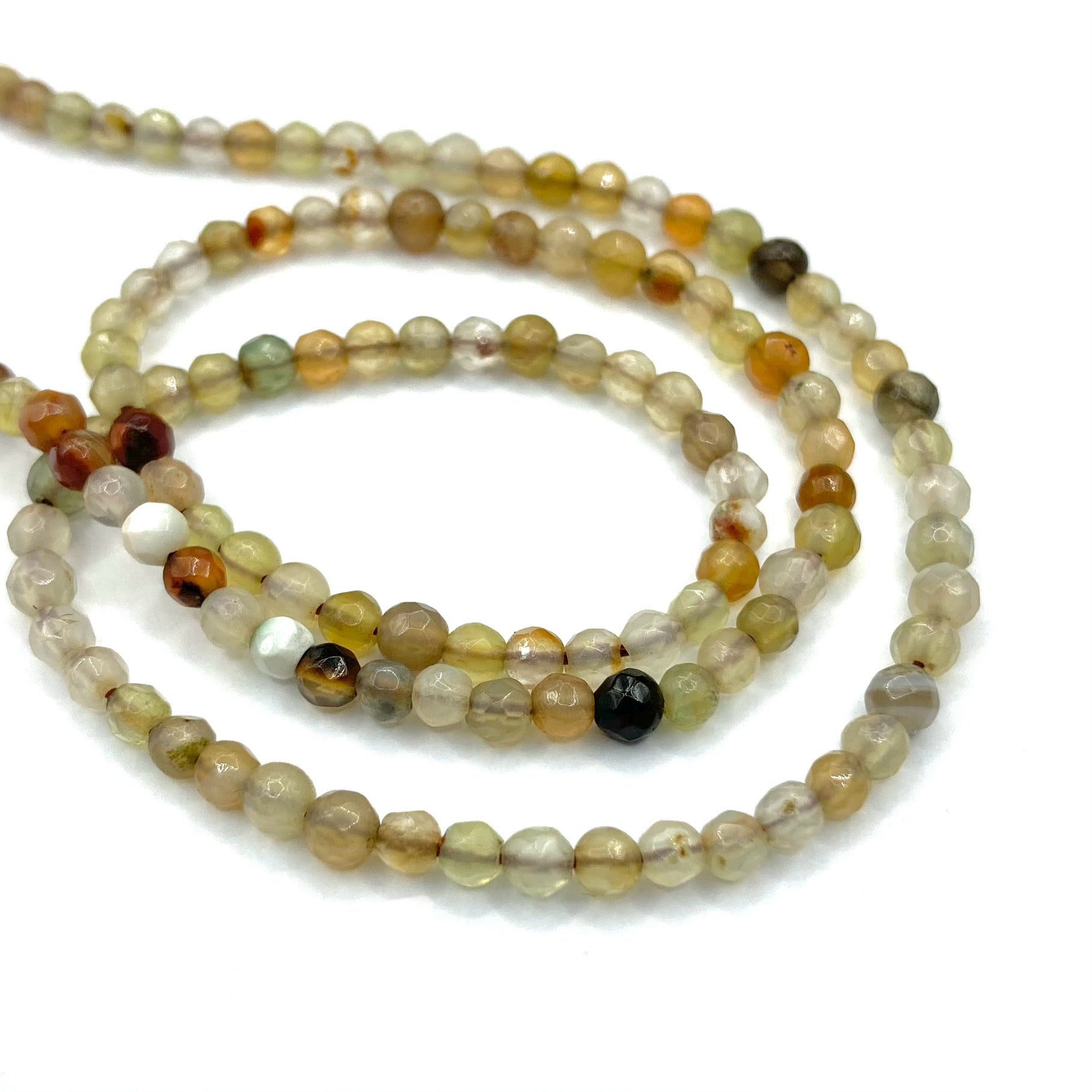 Agata Facetada | 3mm | Mix gris y café claro