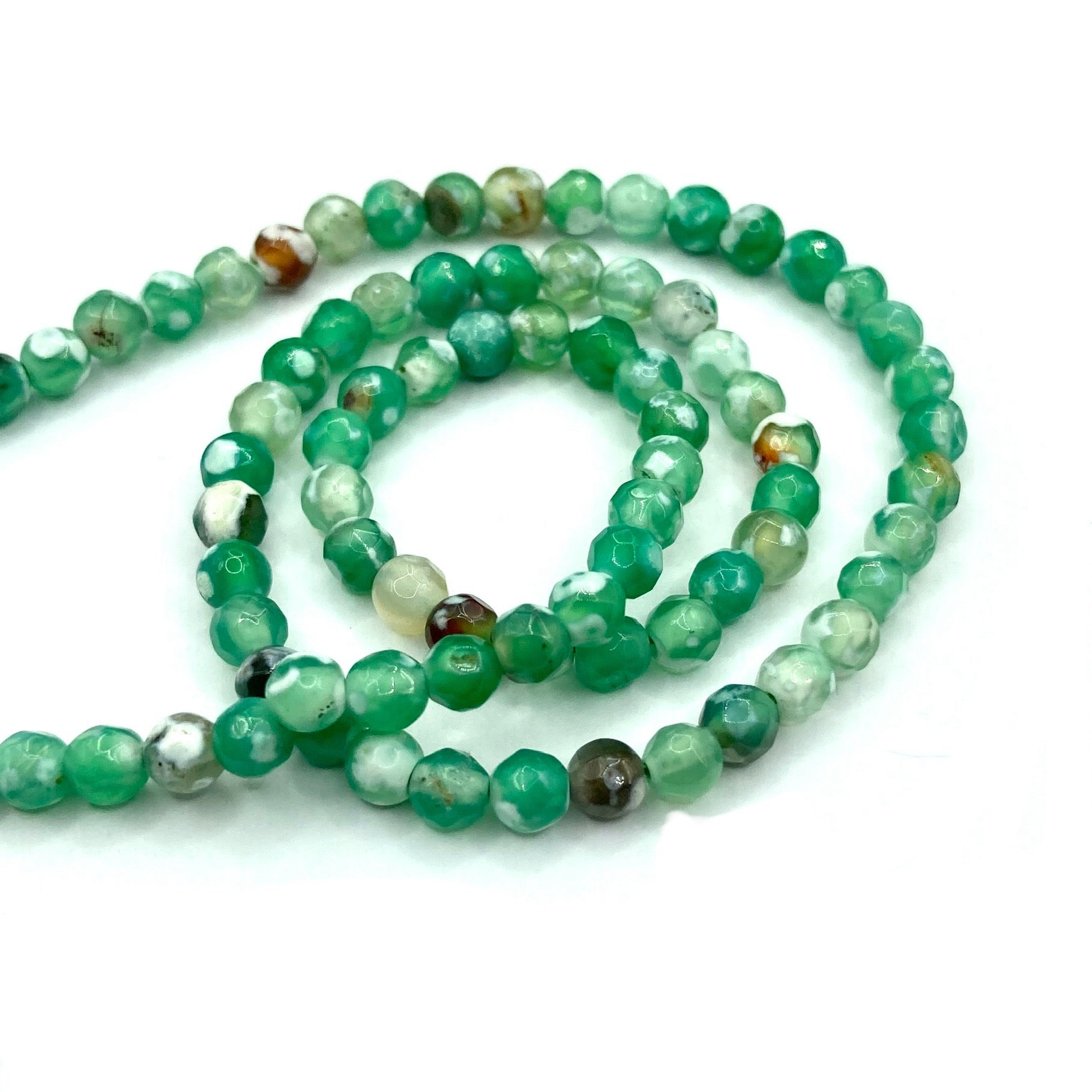 Agata Facetada | 4mm | Verde Blanco