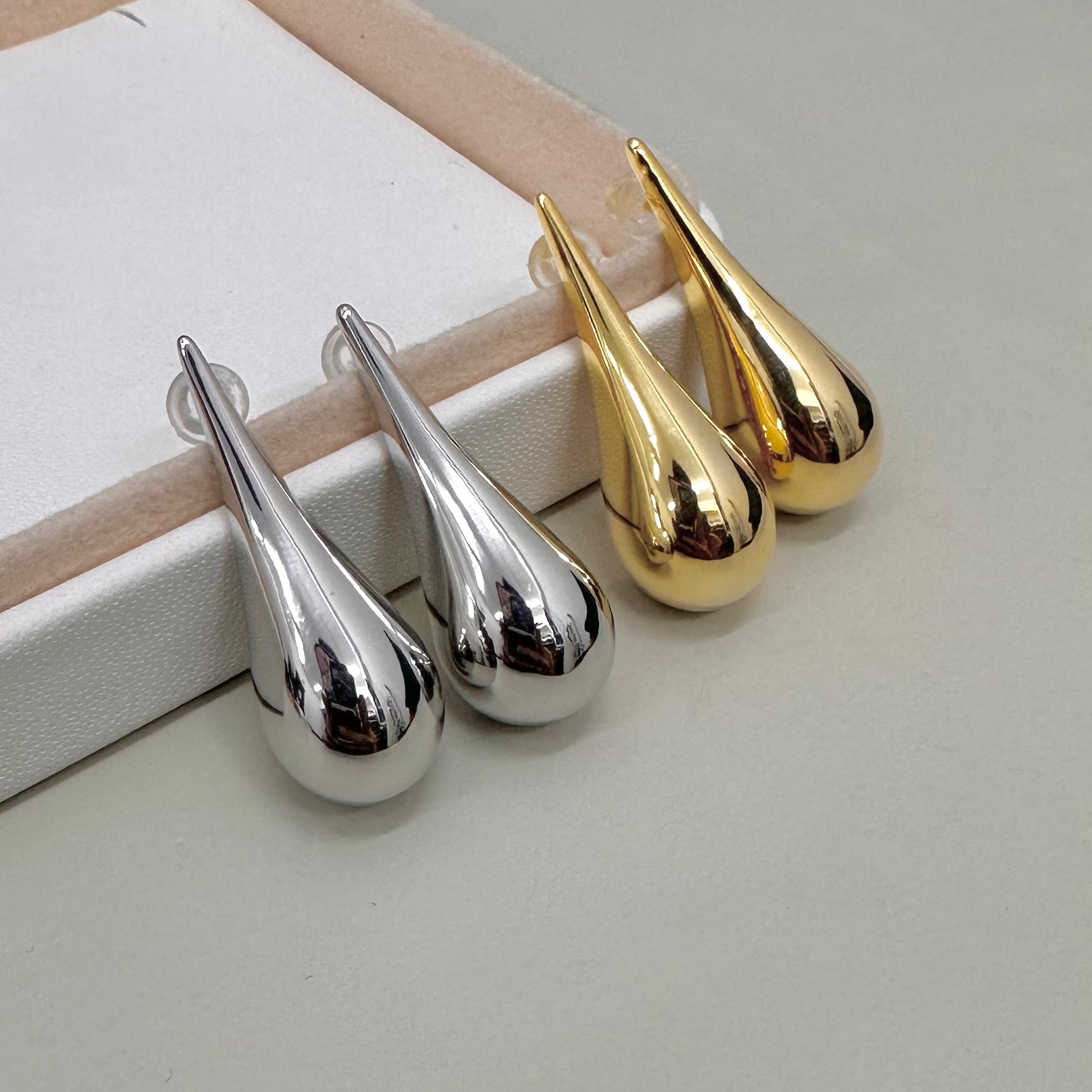 AROS BAÑO DE ORO | GOTA LARGA LISA | 45MM