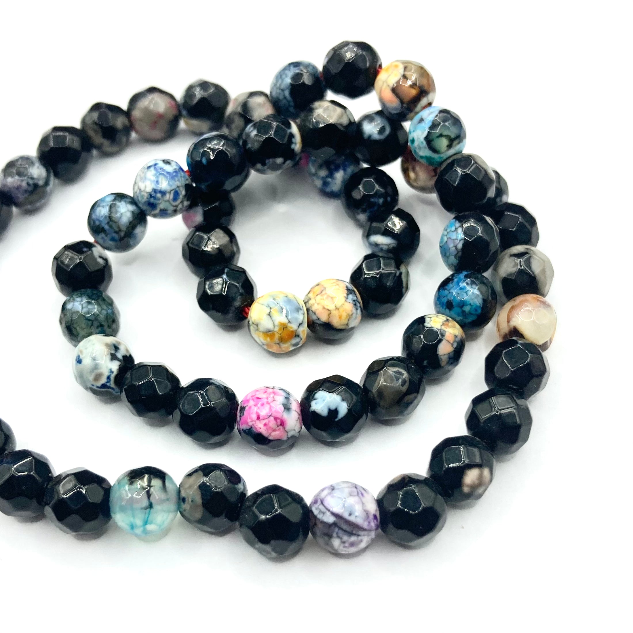 Agata Facetada | 6mm | Mix Negro jaspeado