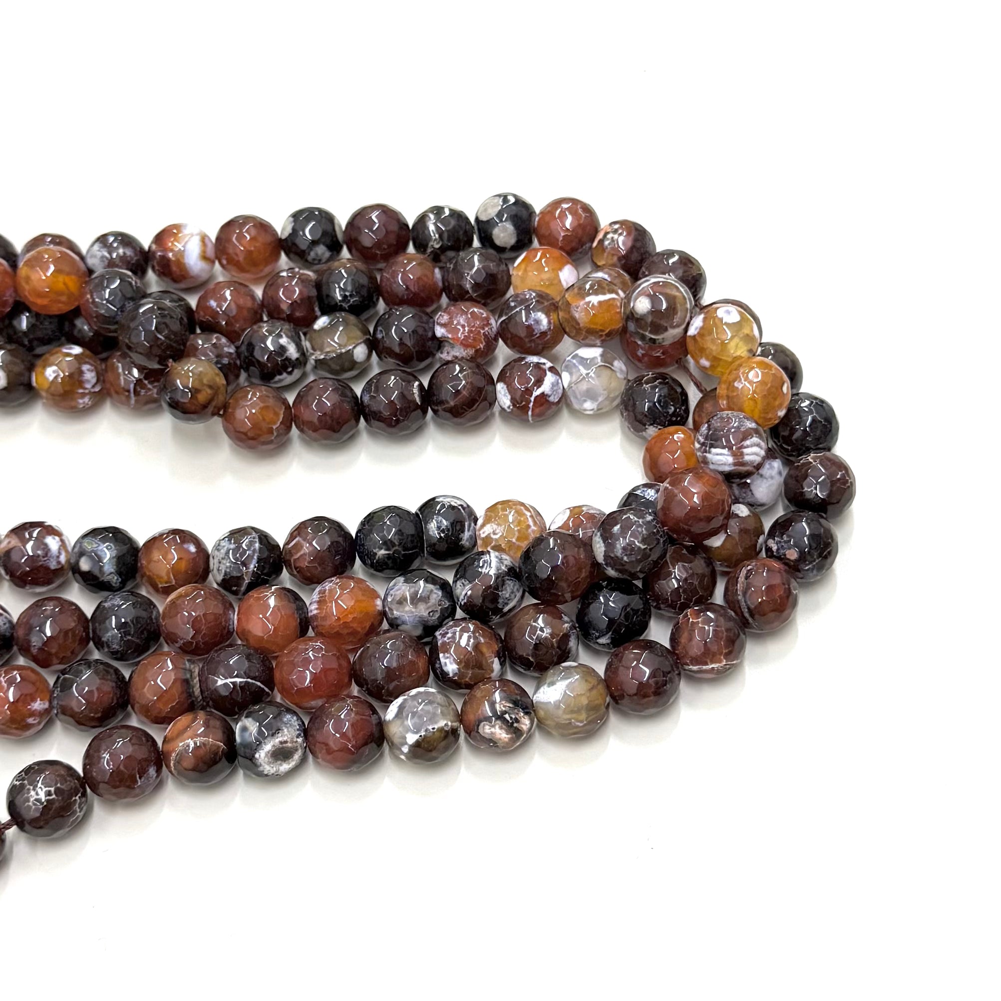 AGATA FACETADA | 12MM | MIX TONOS TIERRA MOTEADO