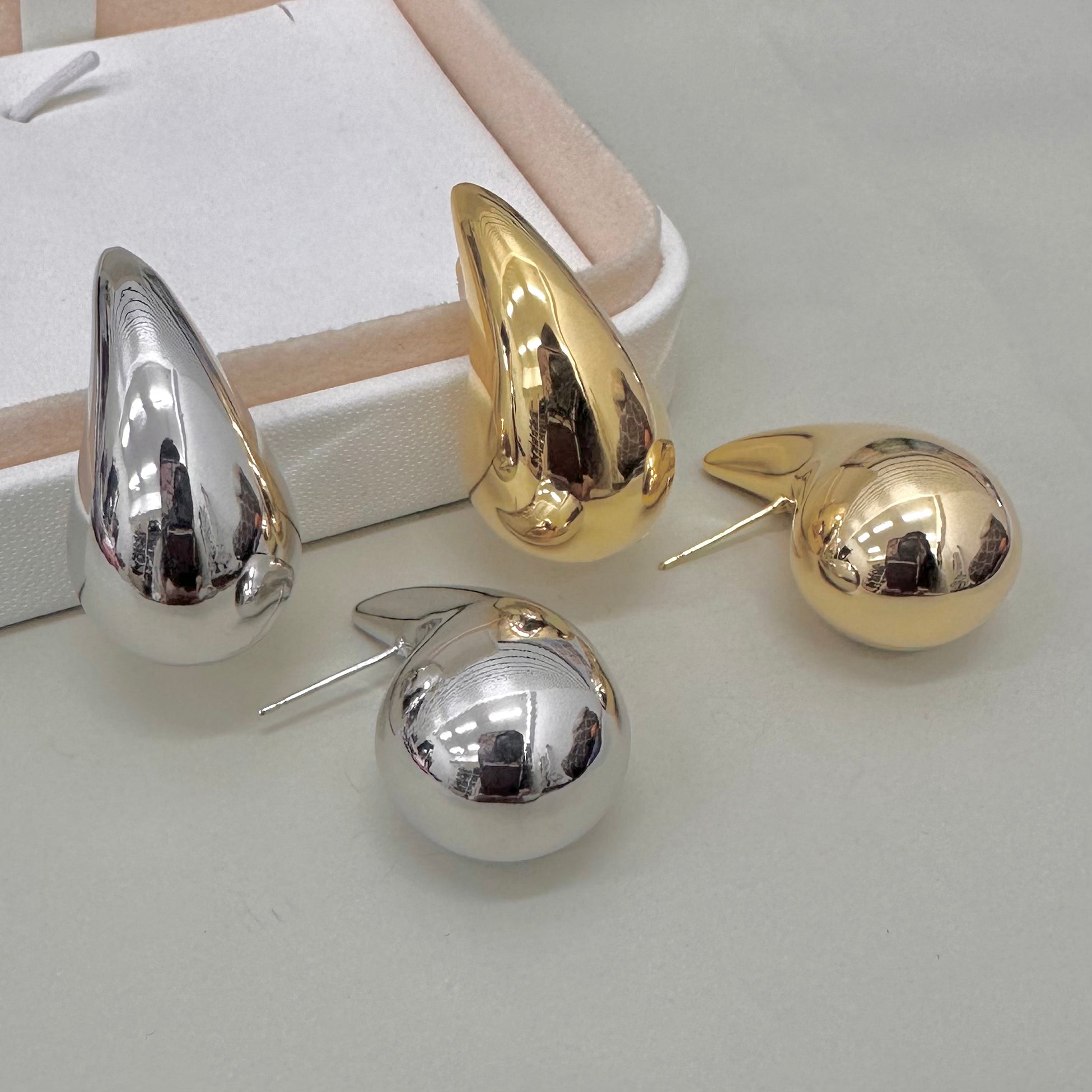 AROS BAÑO DE ORO | GOTAS BRILLANTE GRANDE | 40MM