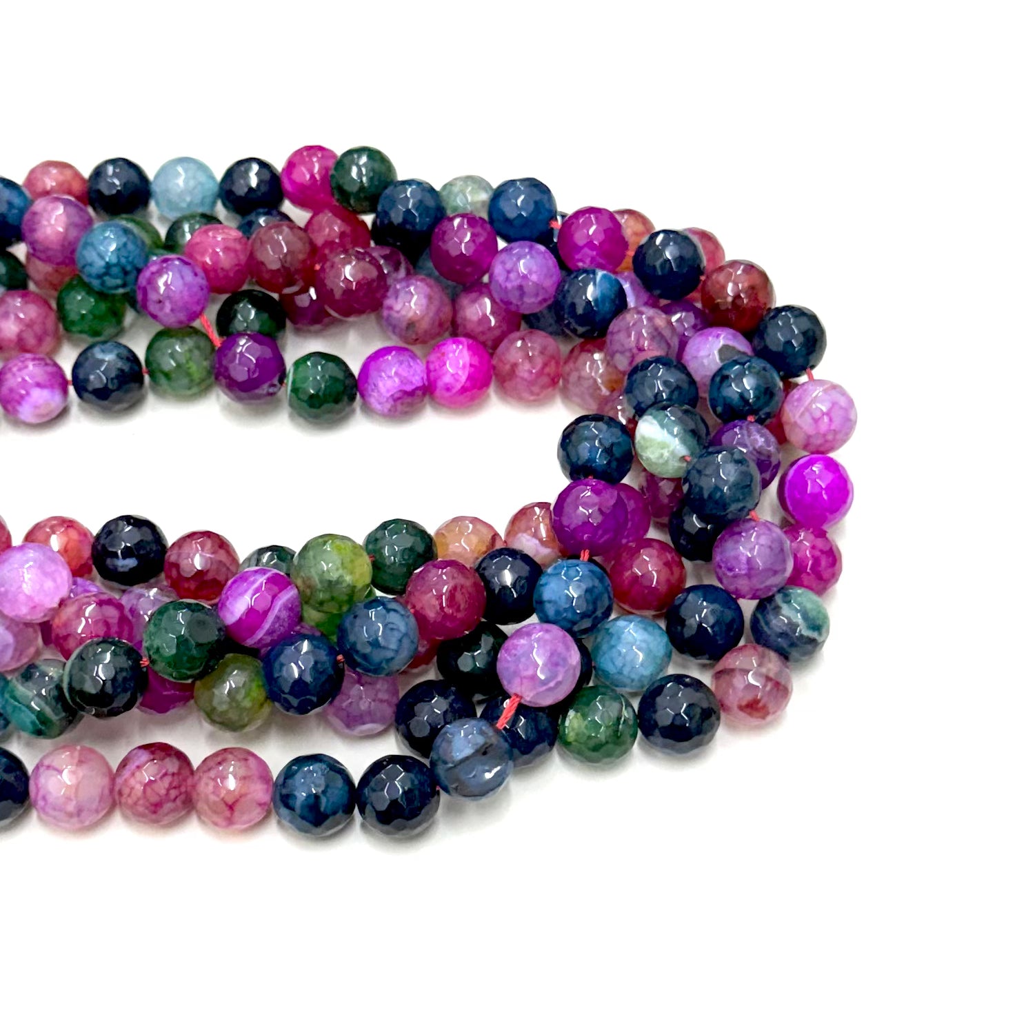 Agata Facetada | 12mm | Mix Verde y Fucsia