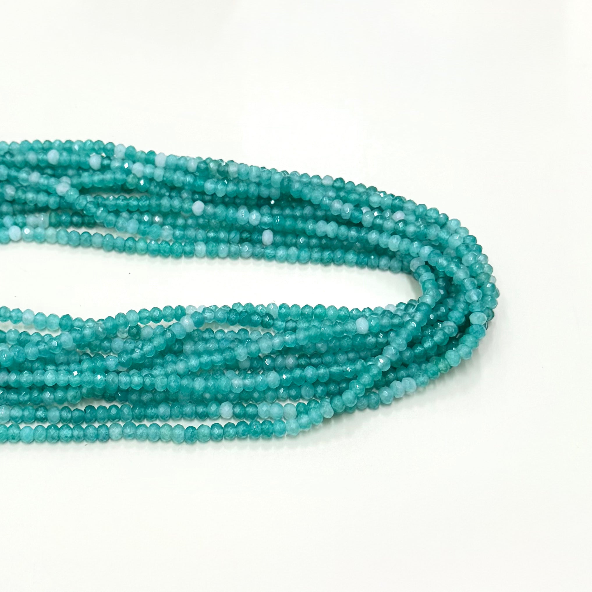 AGATA FACETADA RONDELL 4MM | TURQUESA MATIZADO