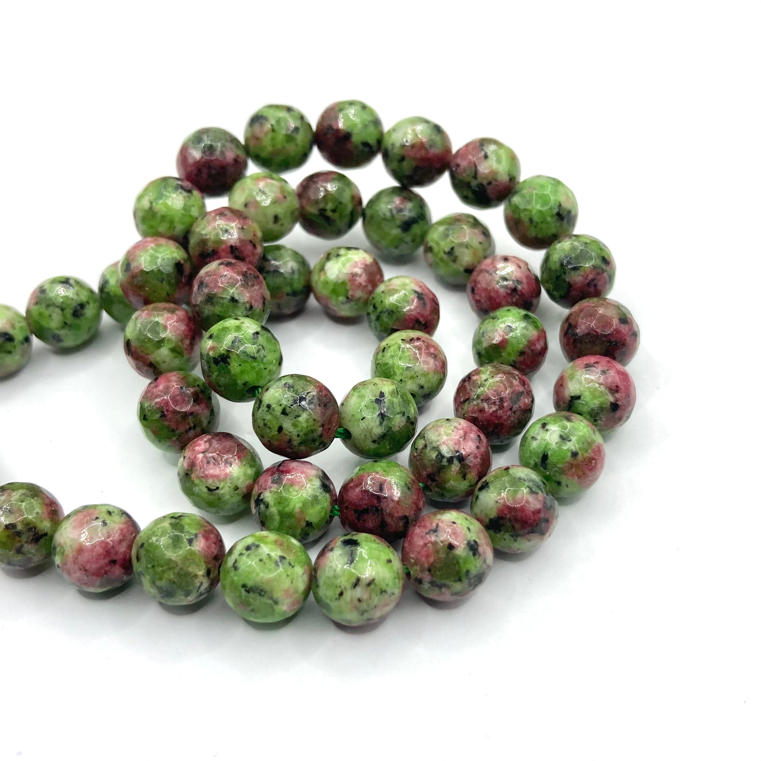 Agata Facetada | 8mm | Verde burdeo jaspeado 2