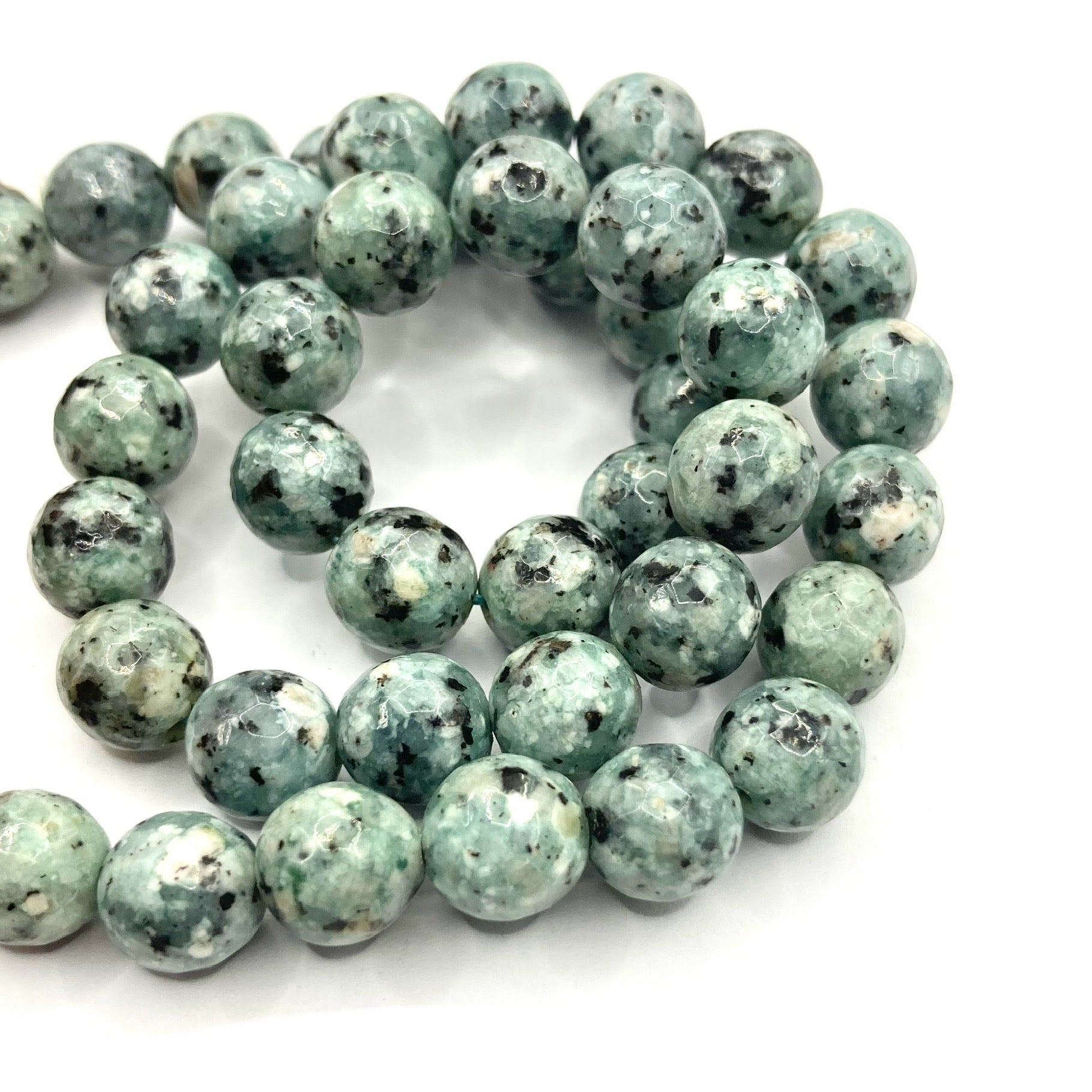Agata Facetada | 8mm | Menta Negro Jaspeado