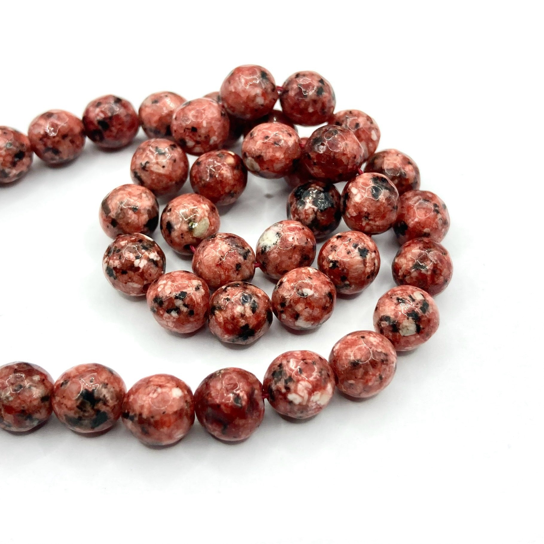 Agata Facetada | 8mm | Rojo Negro Jaspeado