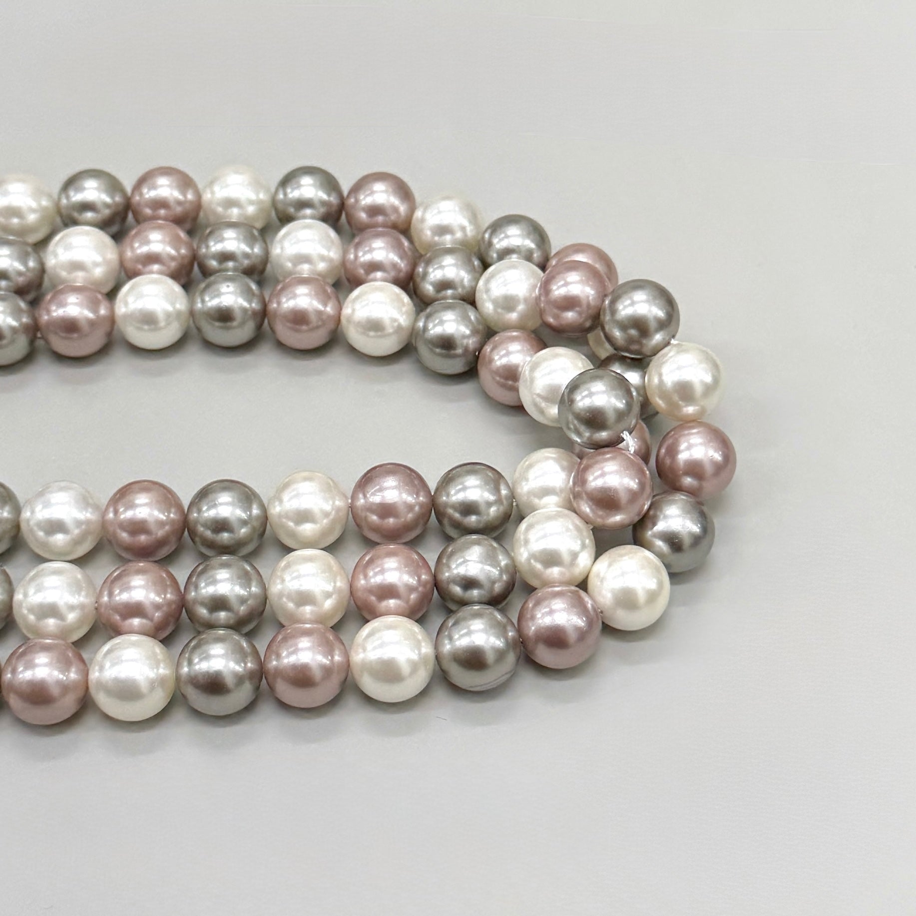 PERLA SHELL | 12MM | MIX BLANCO GRIS LILA