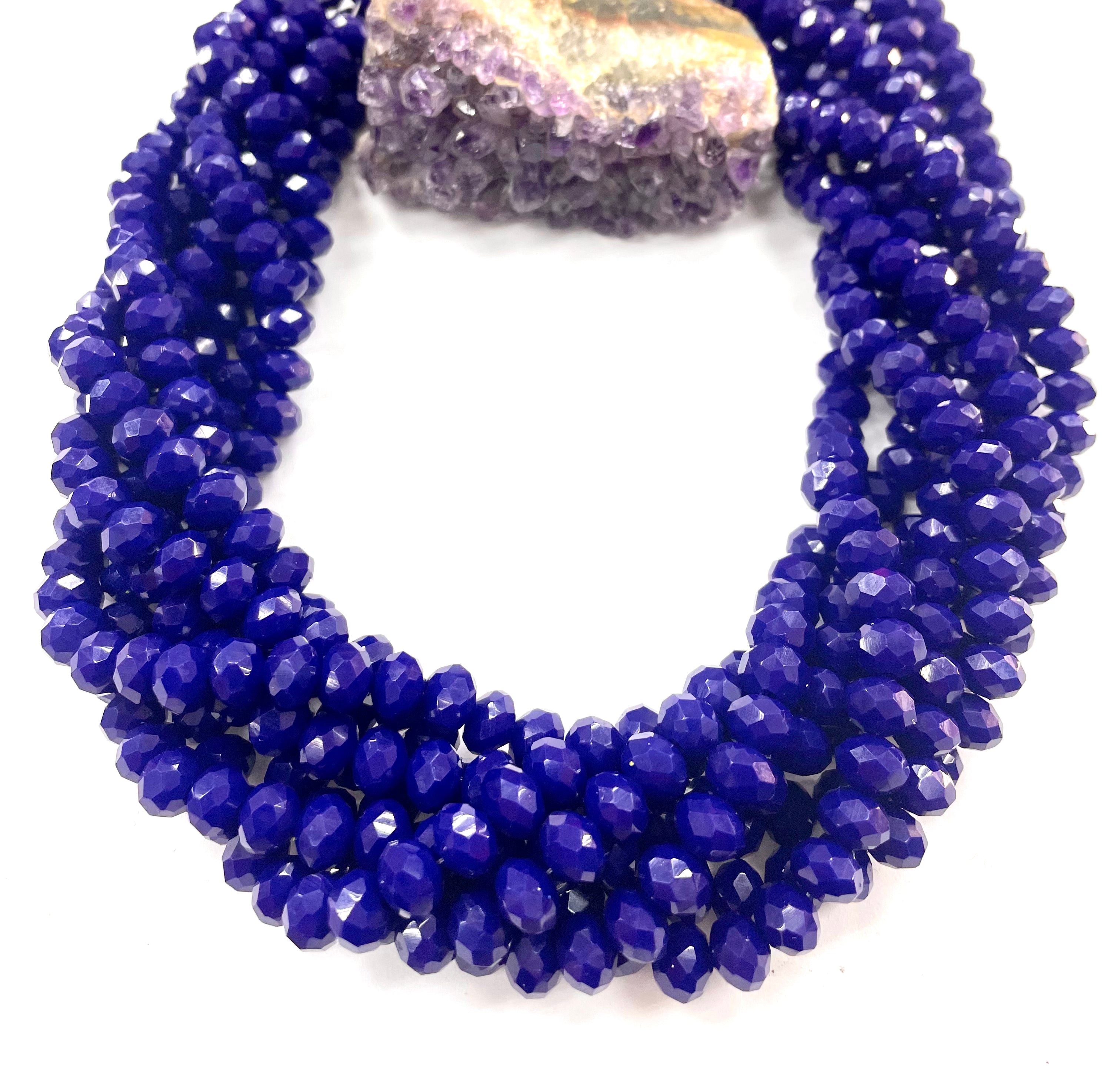 Cristal chato | 8 mm | Matte Azul Intenso