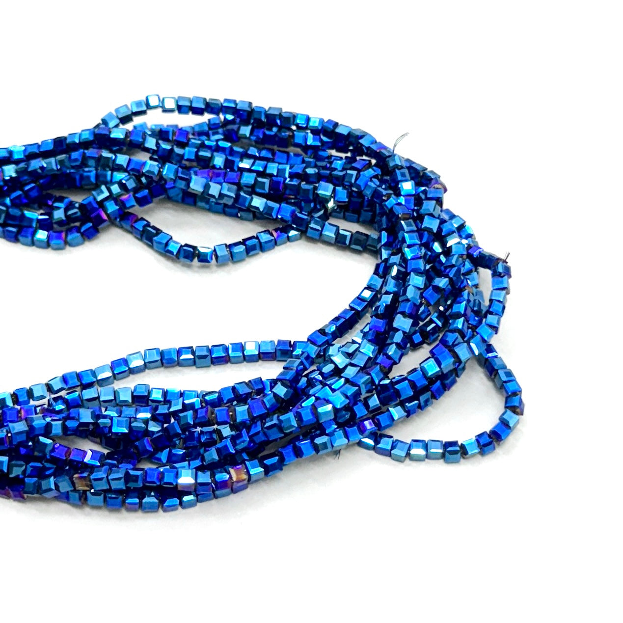 CRISTAL CUADRADO | 3MM | AZUL METALIZADO