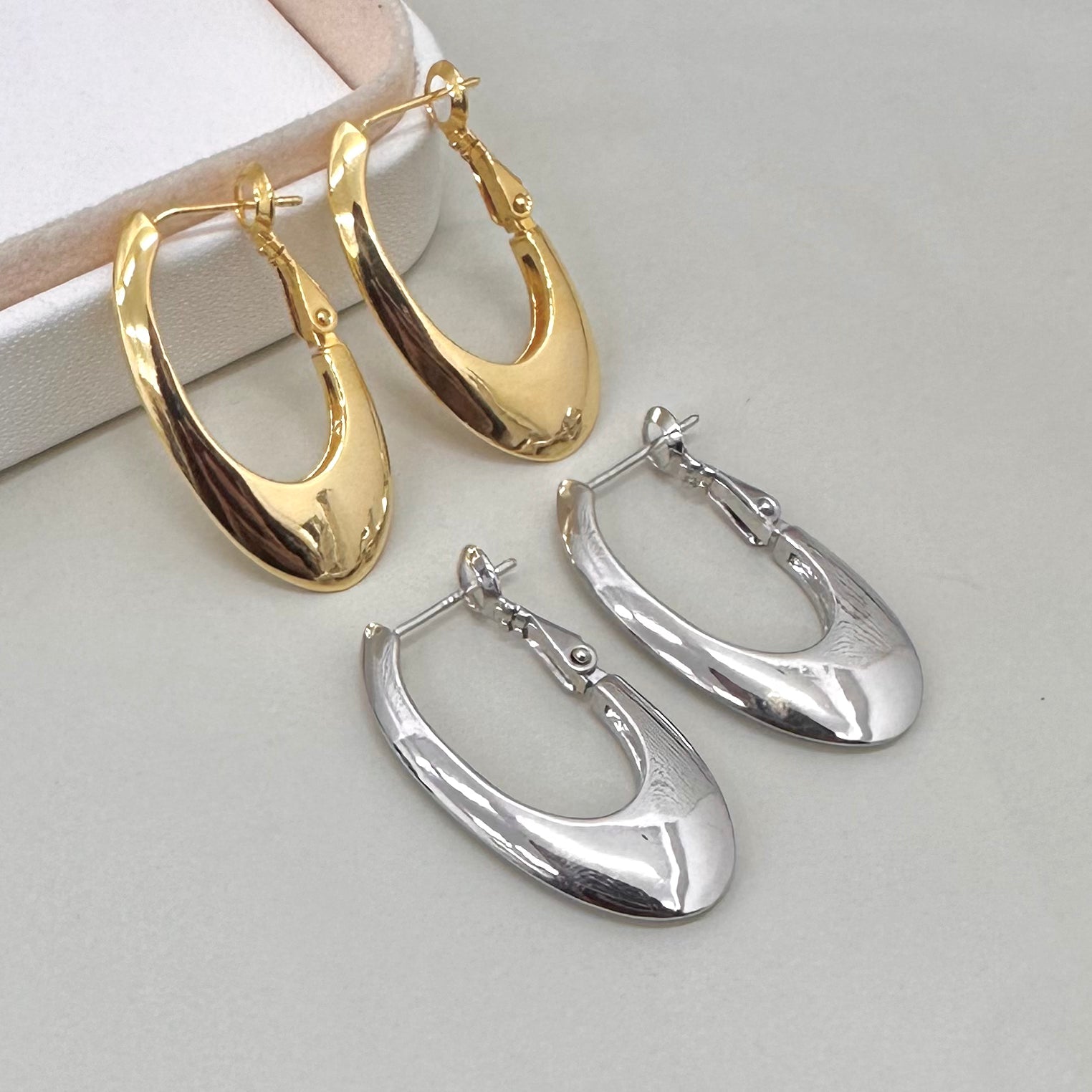 AROS BAÑO DE ORO |ARGOLLA OVALADA | 32MM X 15MM