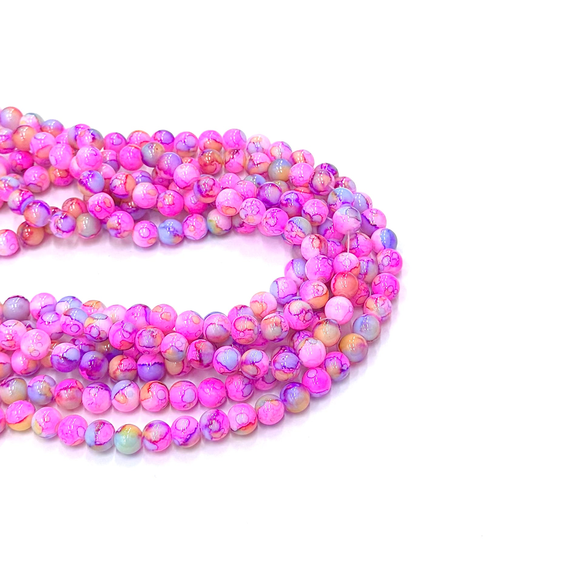 PERLA DE VIDRIO MATIZADA | AMARILLO Y FUCSIA
