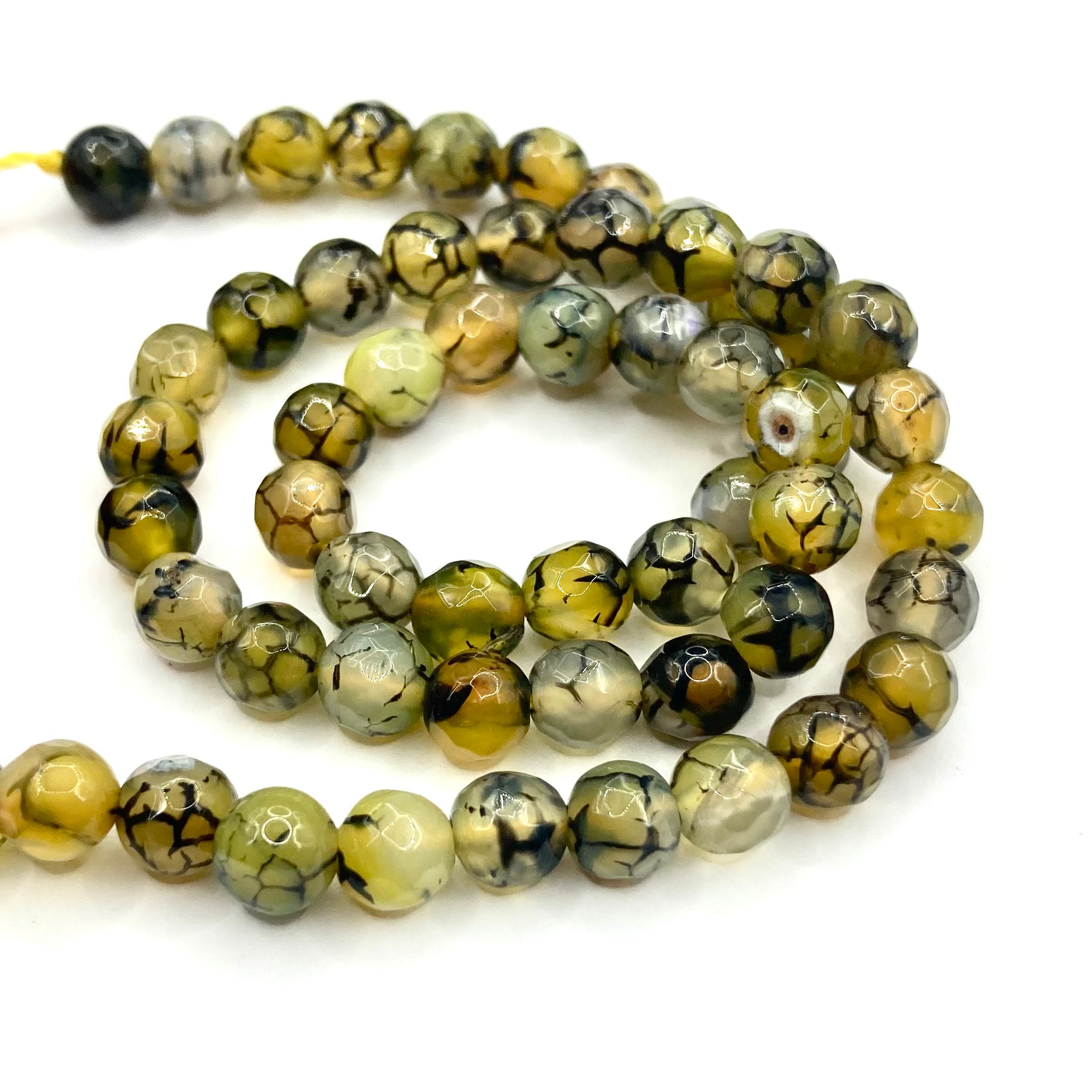 Agata Facetada | 6mm | Amarillo venas negras