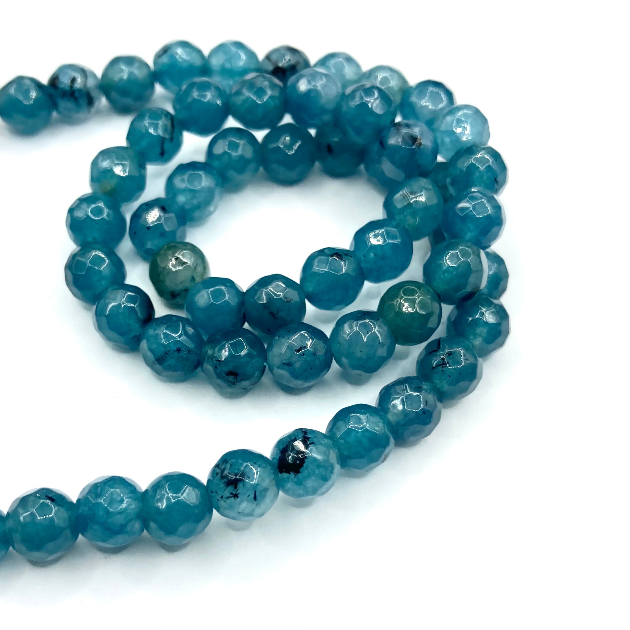 Agata Facetada | 6mm | Azul petroleo