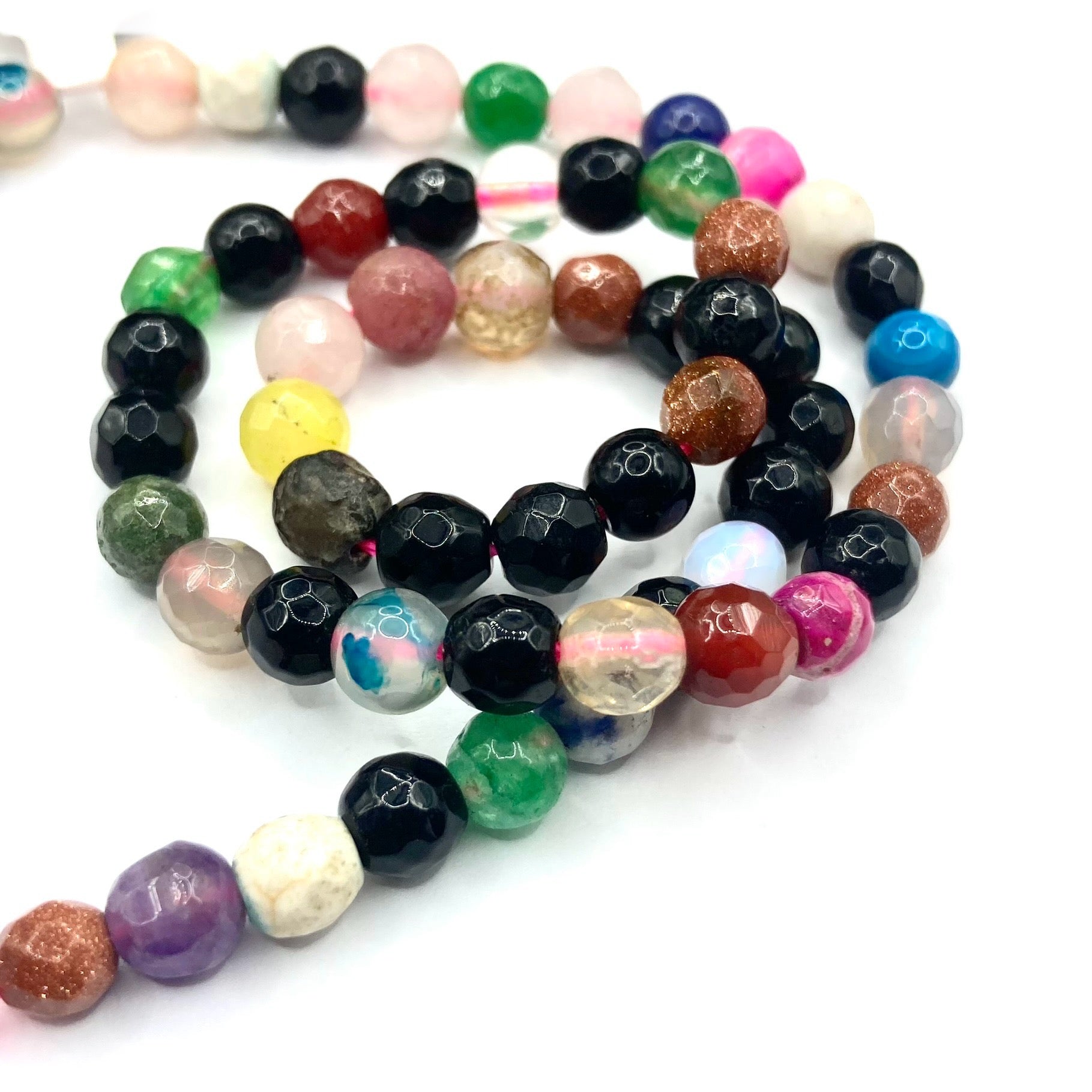 Agata Facetada | 6mm | Mix negros y verdes