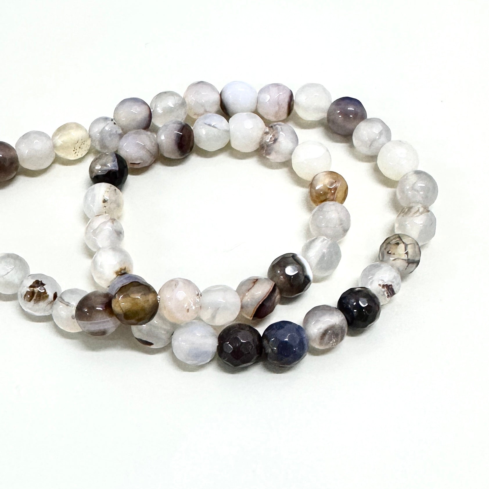 Agata Facetada | 6mm | Blanco Invierno Oscuro