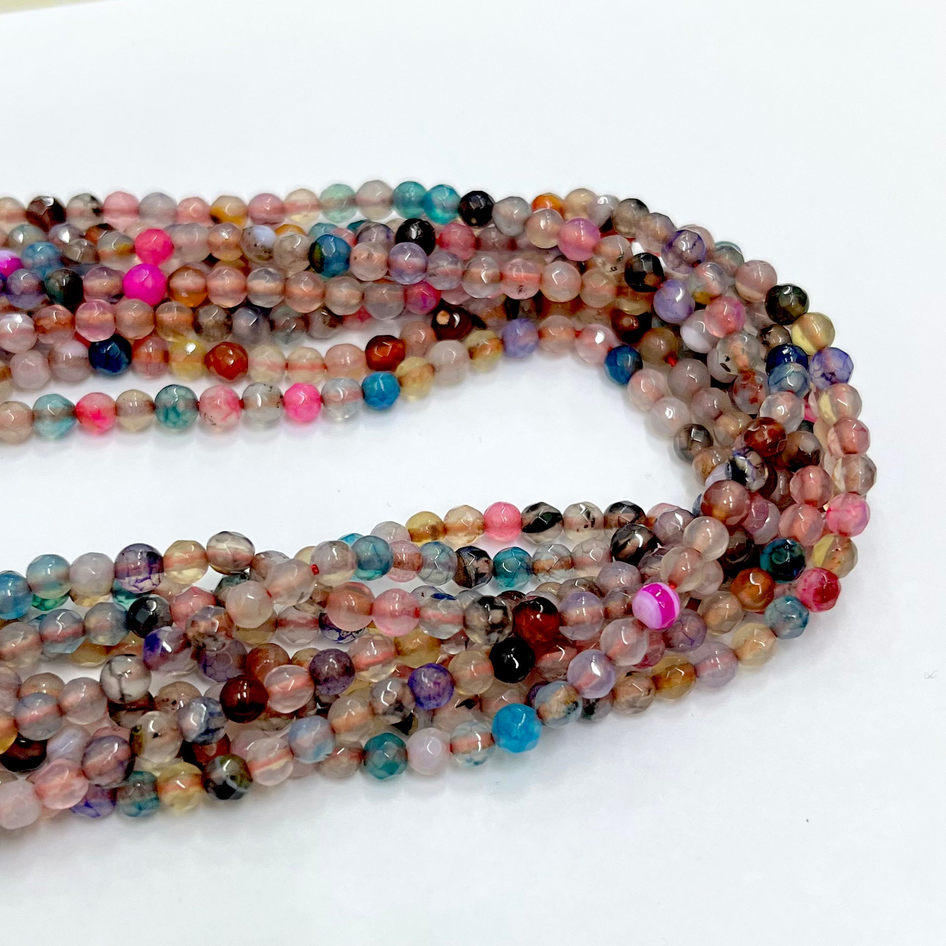 Agata Facetada | 4mm | Mix  rosa celeste naranja morado negro