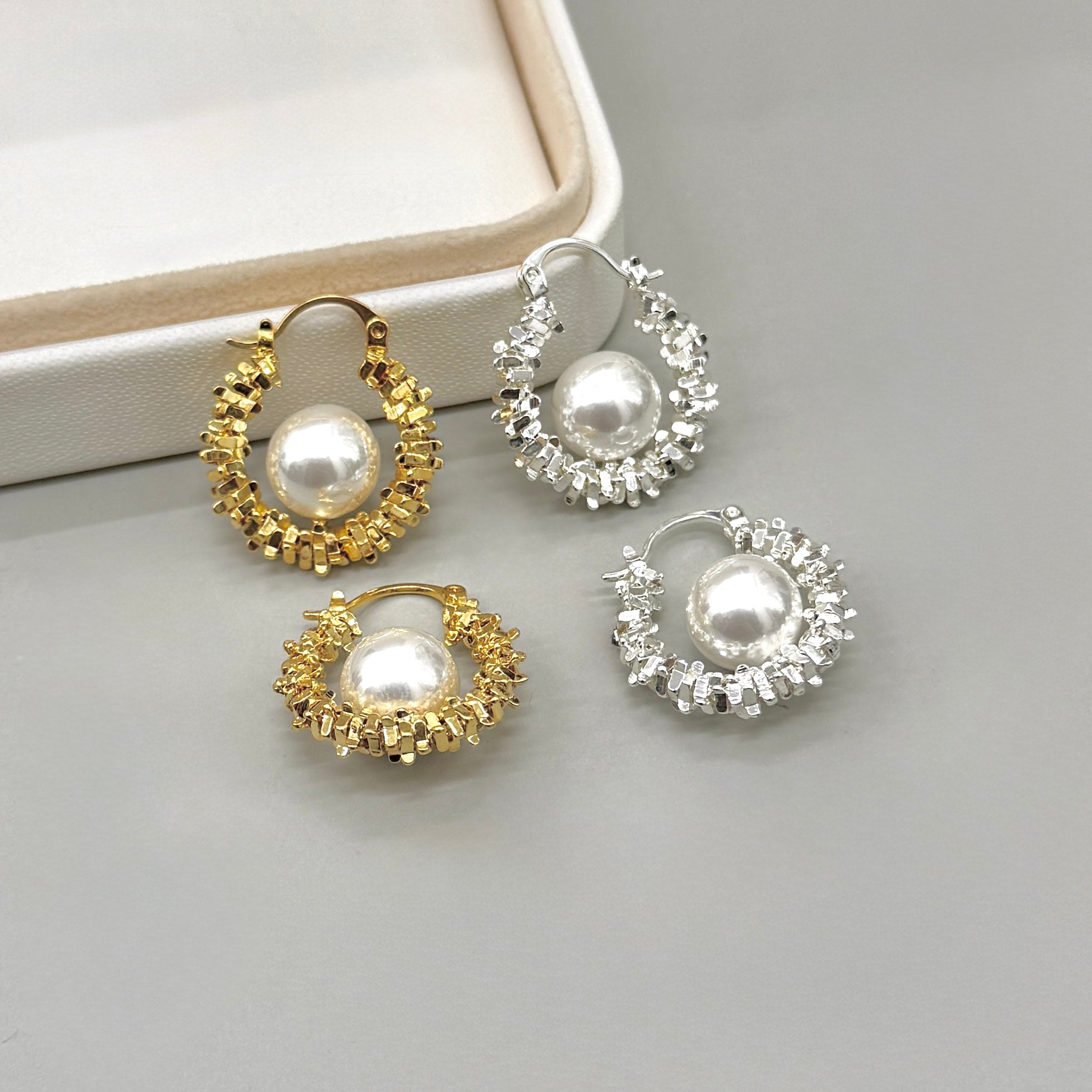 AROS | ARGOLLAS DE DISEÑO CON PERLA | 20MM