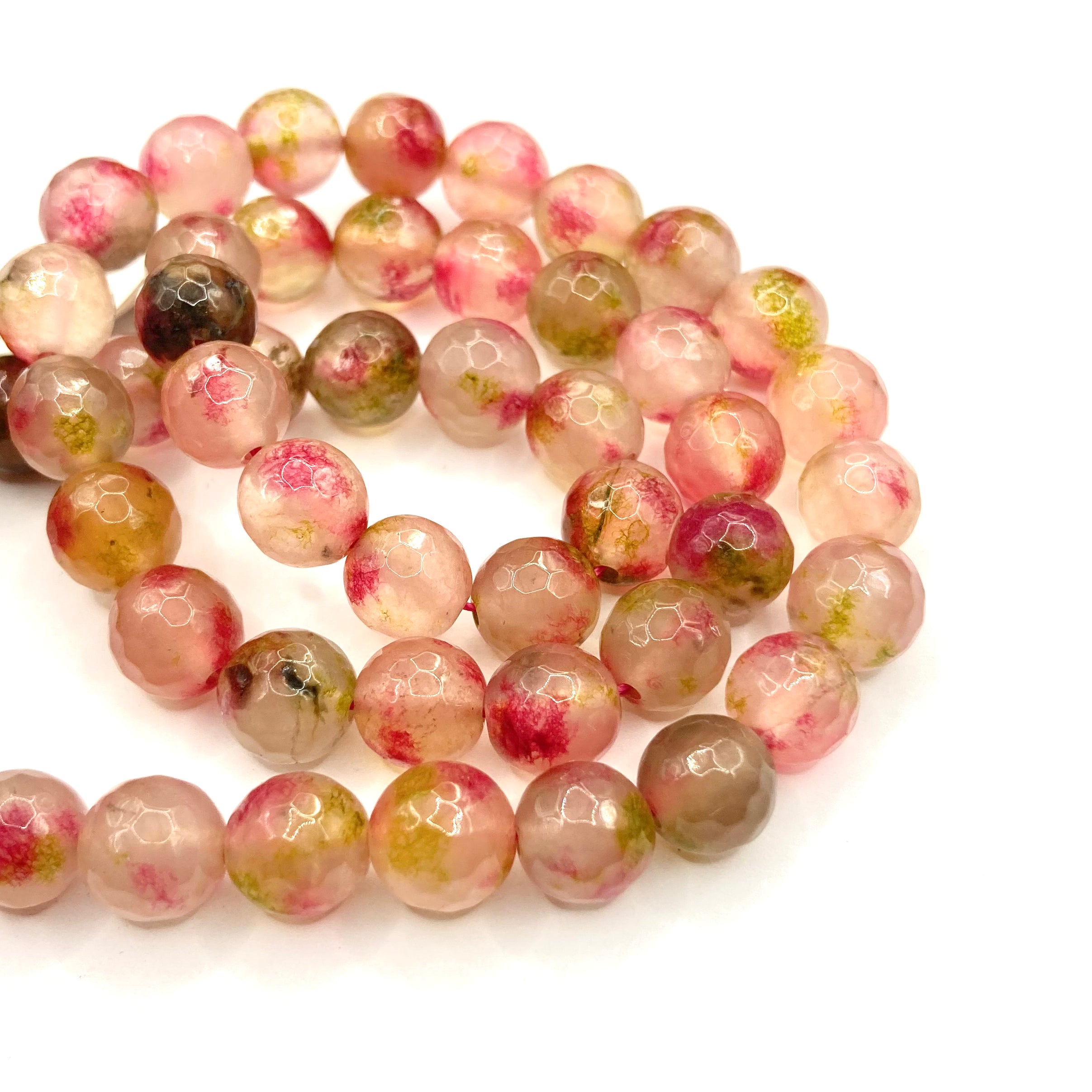 Agata Facetada | 8mm | Bicolor Fucsia Verde Oliva