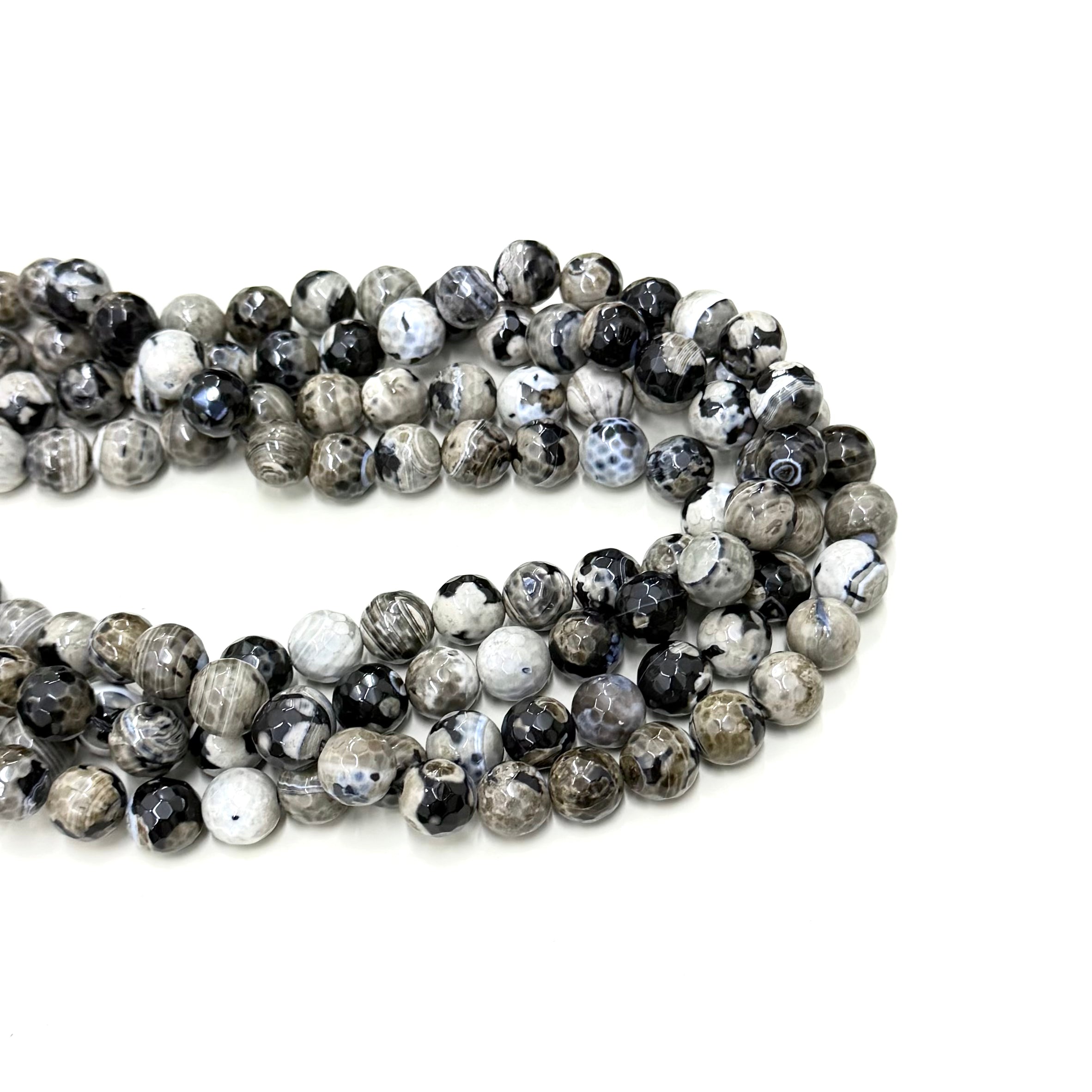 Agata Facetada | Crema con negro