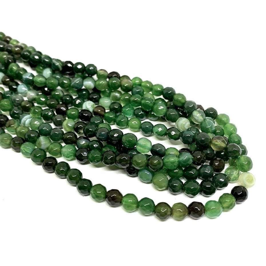 Agata Facetada | 6mm | Verde Botella Matizado
