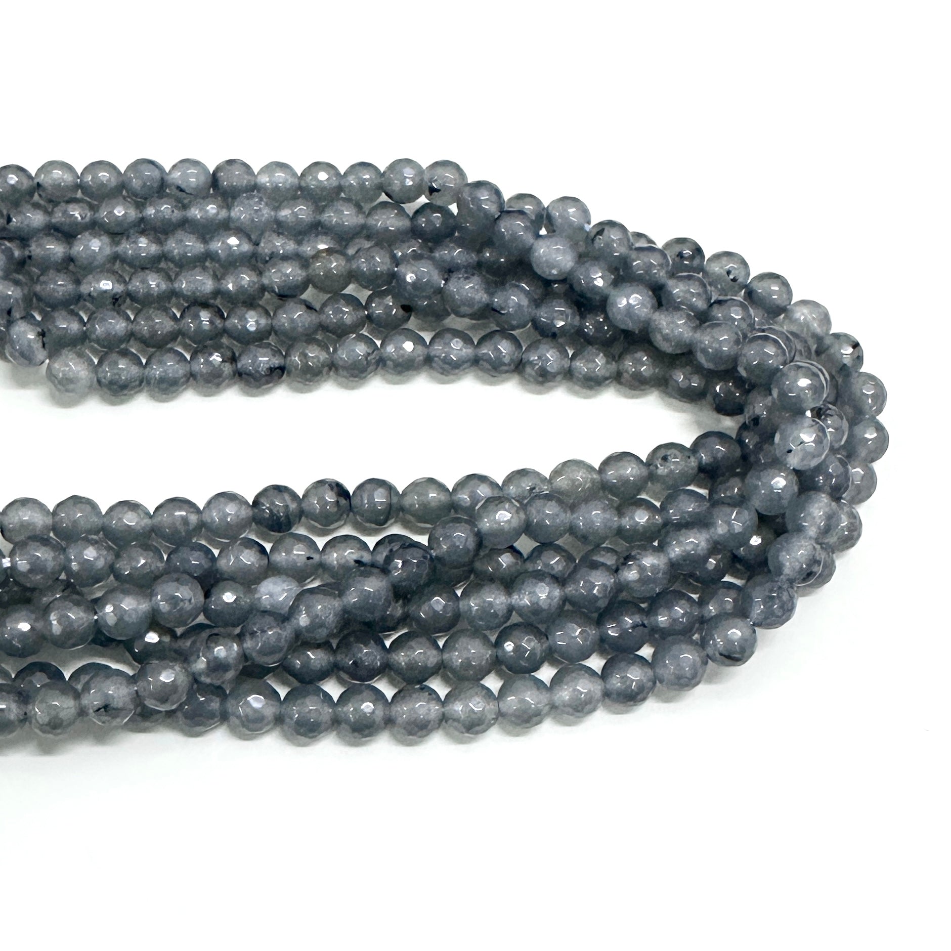 AGATA FACETADA | 6MM | GRIS MOTEADO NEGRO TRASLUCIDO