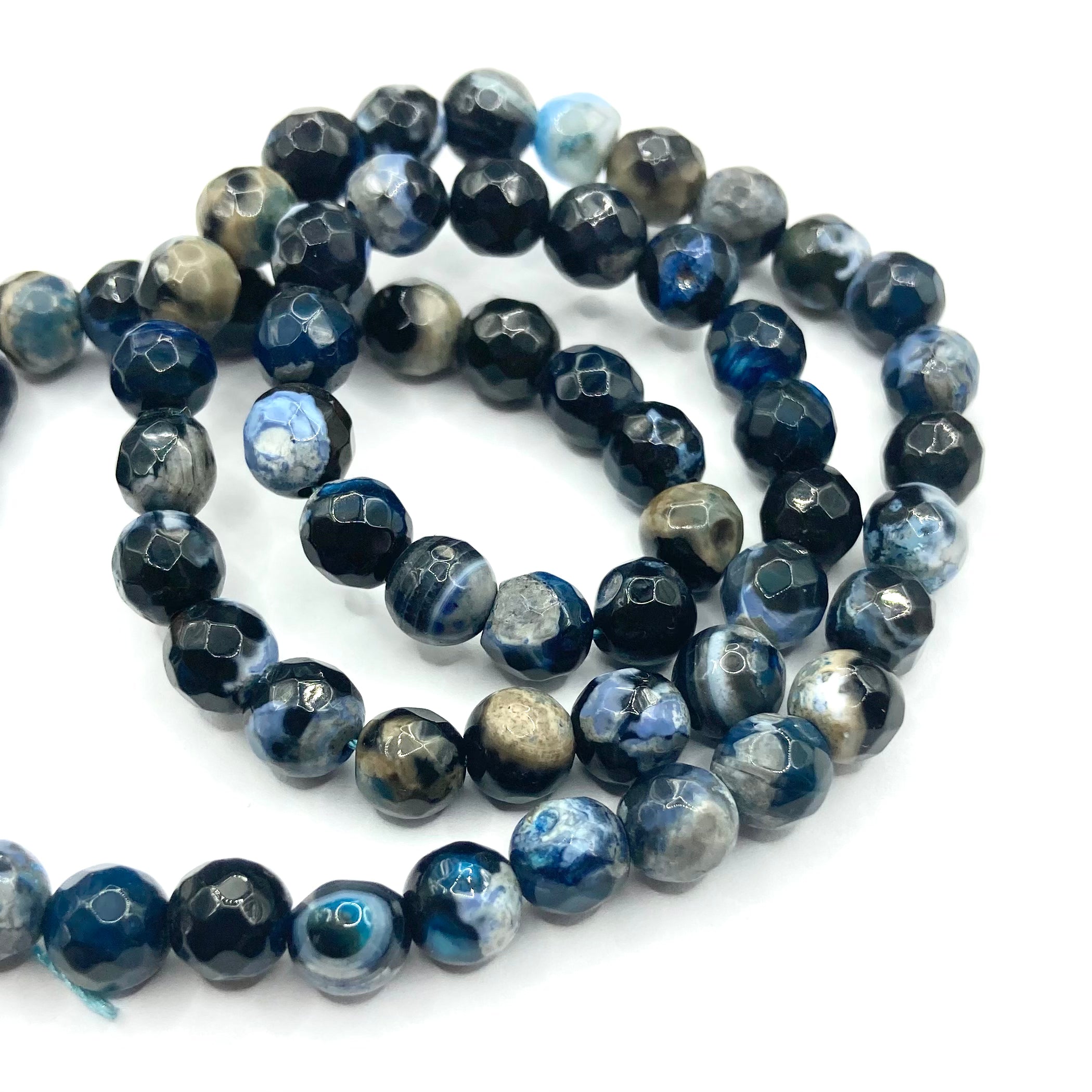 Agata Facetada | 6mm | Azul negro jaspeado
