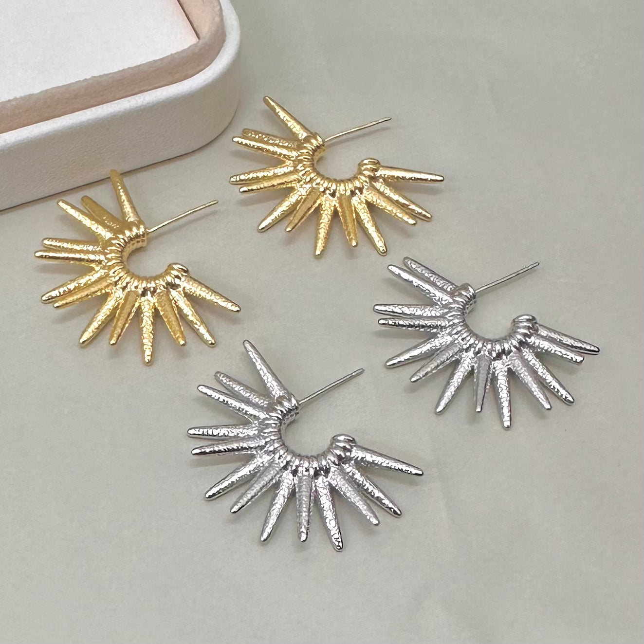 AROS BAÑO DE ORO | ARGOLLA SOL | 33MM X 20MM