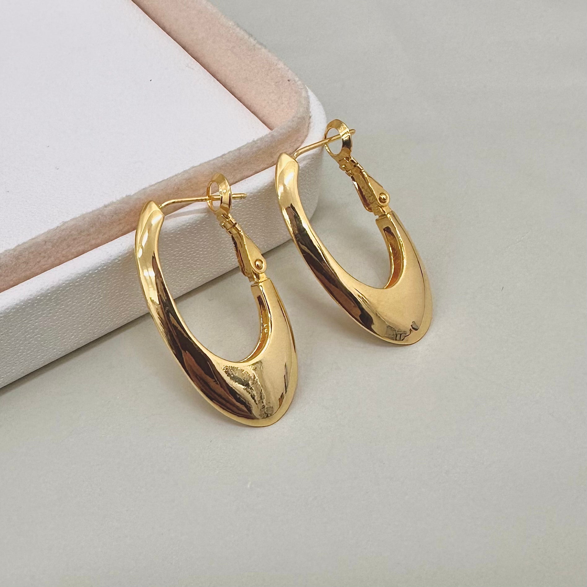 AROS BAÑO DE ORO |ARGOLLA OVALADA | 32MM X 15MM