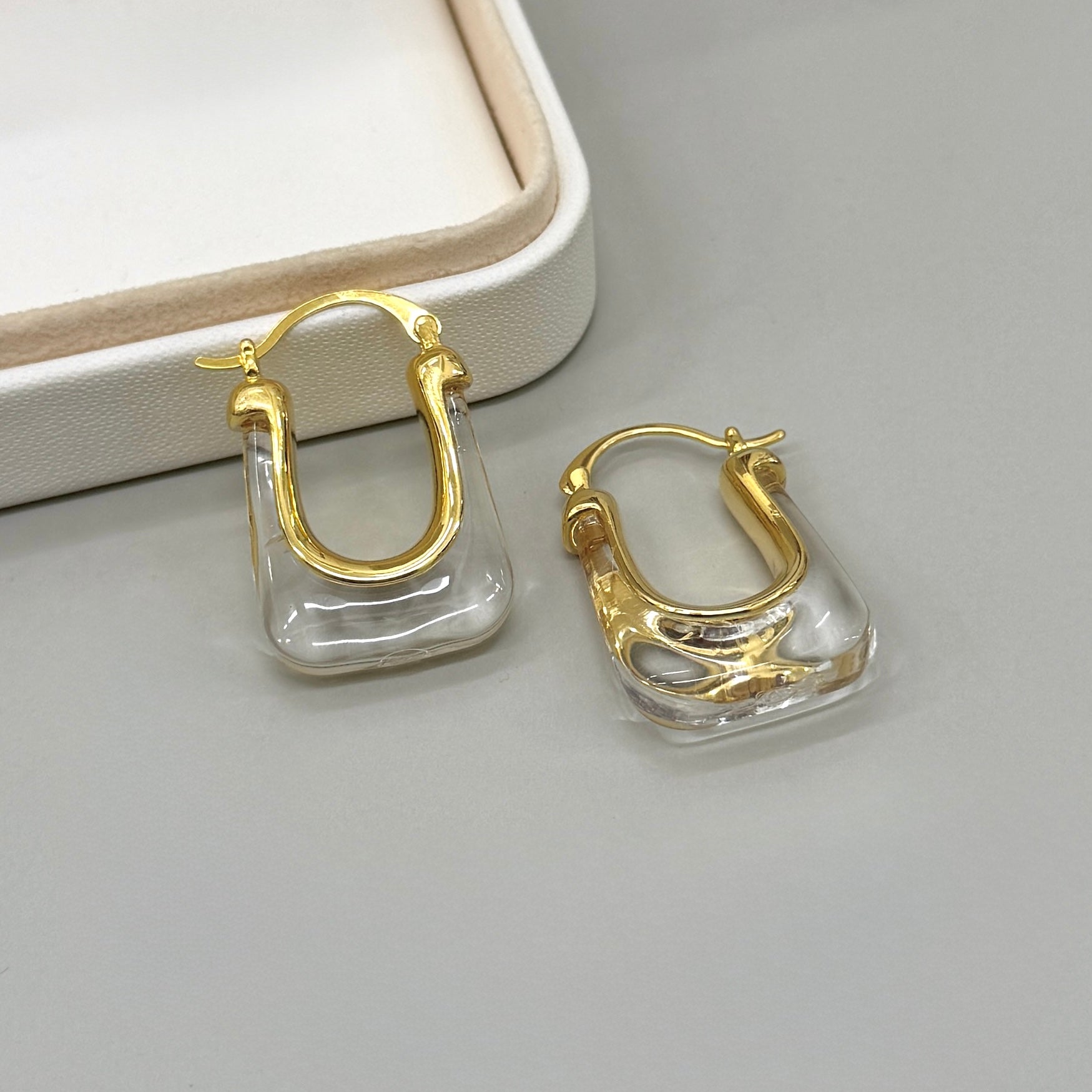 AROS | ARGOLLA BAG CUADRADA CON RESINA| 30x20MM