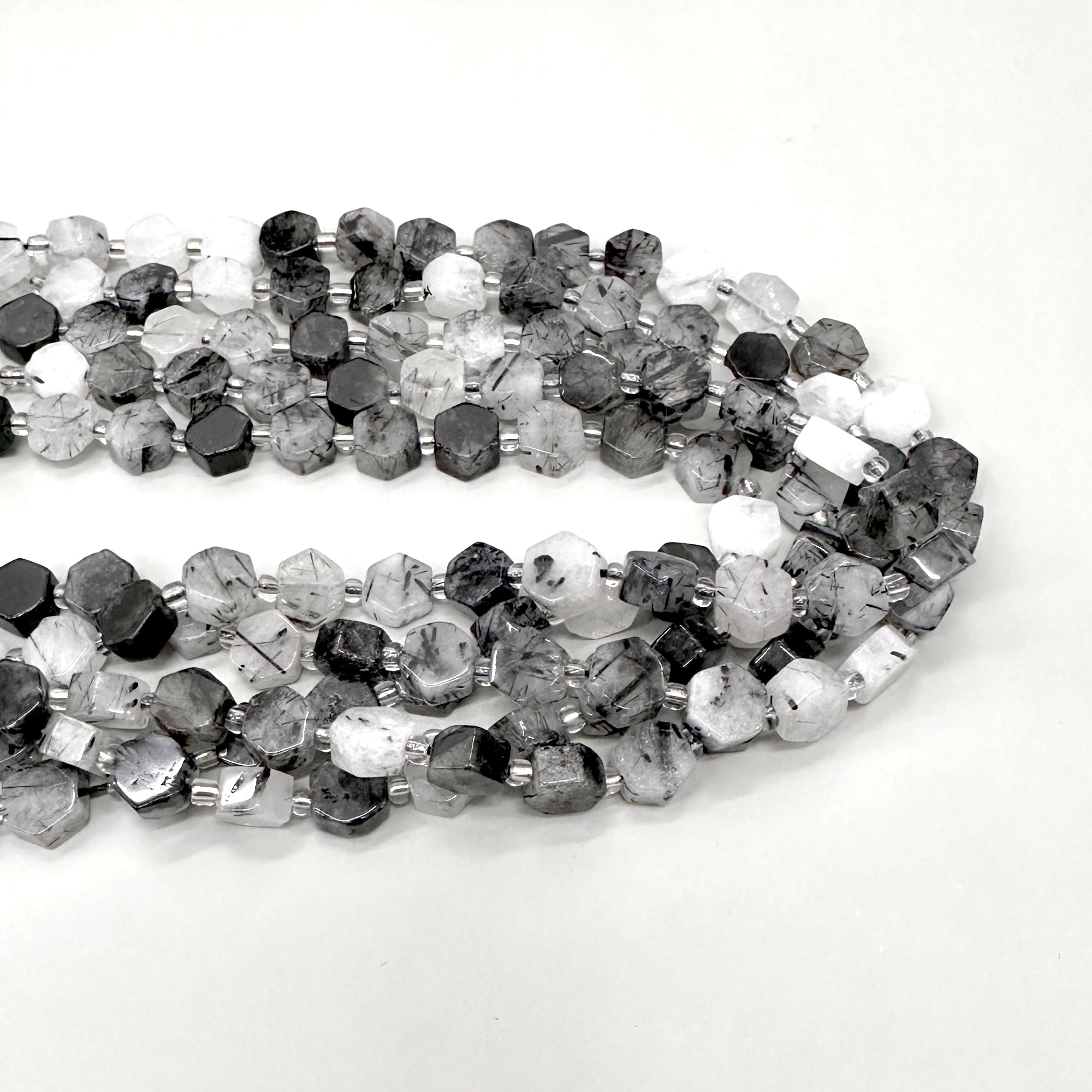 PIEDRA HEXAGONAL PLANA | CUARZO TURMALINADO